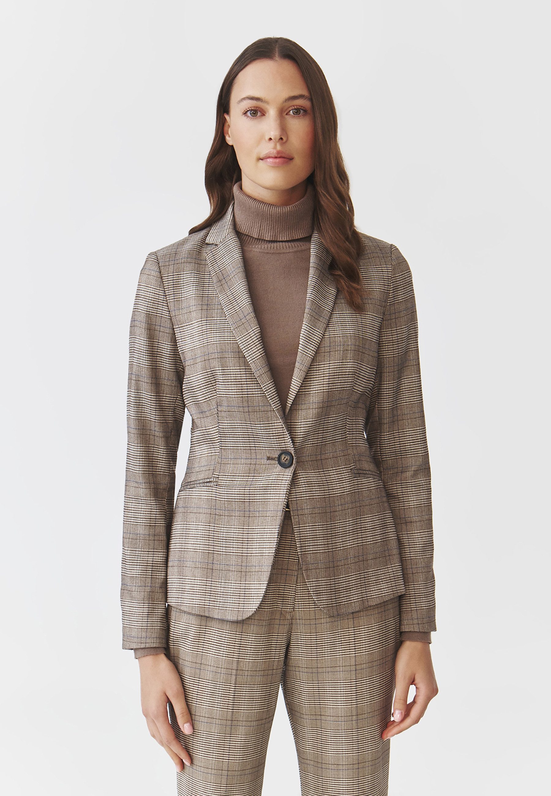 TATUUM Longblazer Damen-Webjacke In Feinem Karo - Ewia 1