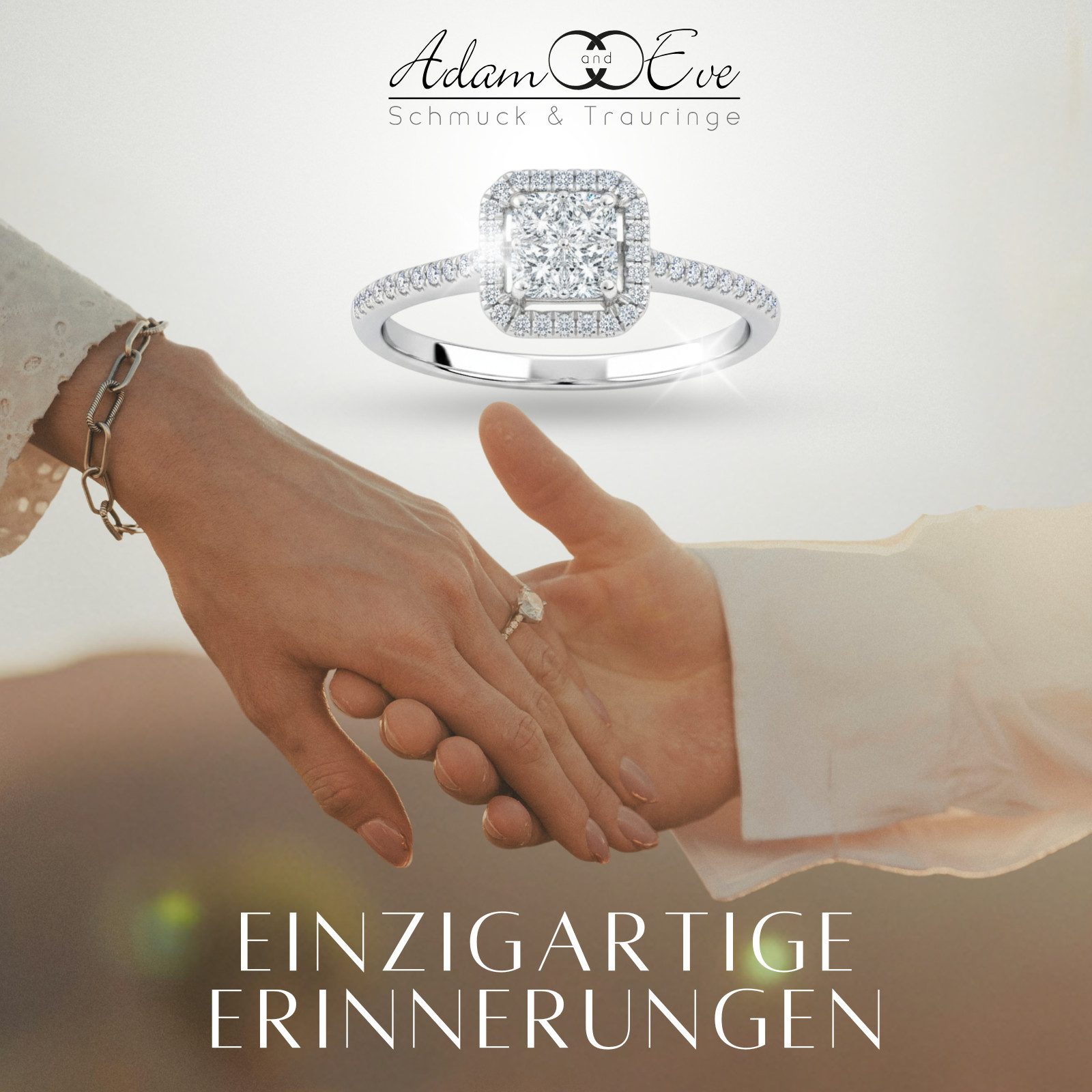 Adam & Eve Diamantring mit 53 Brillianten - 585/- Gold "AE33" Goldring oder Weißgoldring (Verlobungsring, Solitärring), inklusive Echtheitszertifikat - Gravur möglich