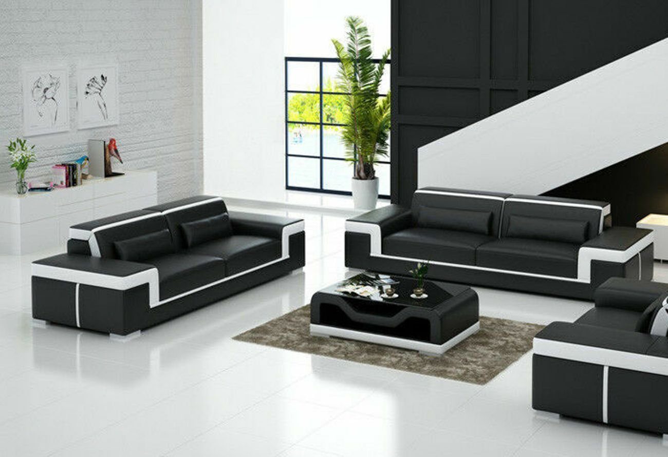 JVmoebel Wohnzimmer-Set Ledersofa Couch Wohnlandschaft 3+2 Sitzer Garnitur Sofagarnitur Sofort, (2-St)