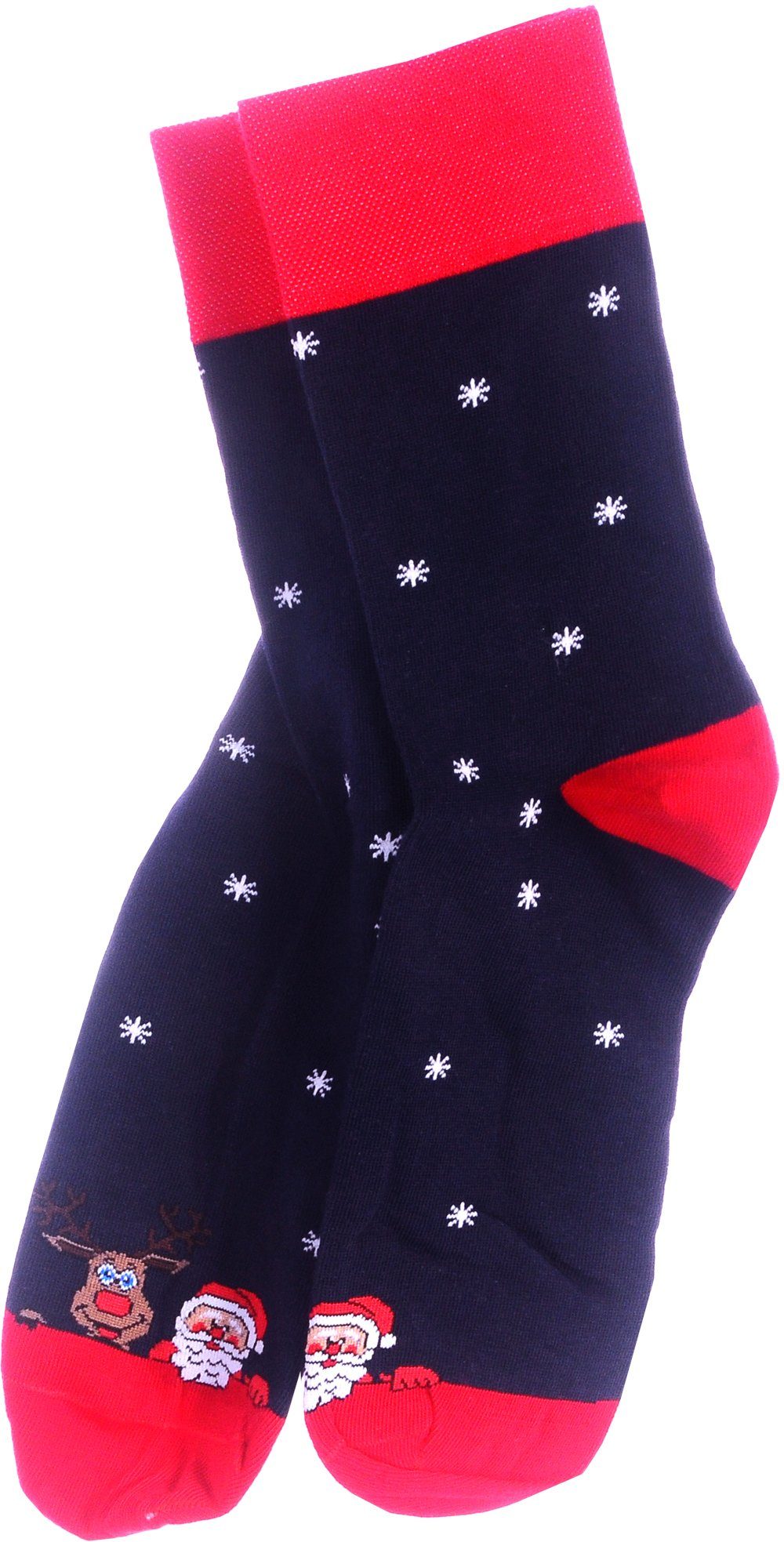 Martinex Freizeitsocken Lustige bunte Strümpfe mit Santa und Rentier Weihnachtssocken nahtlos, weich, in Blau 27 30 31 35 38 39 42 43 46