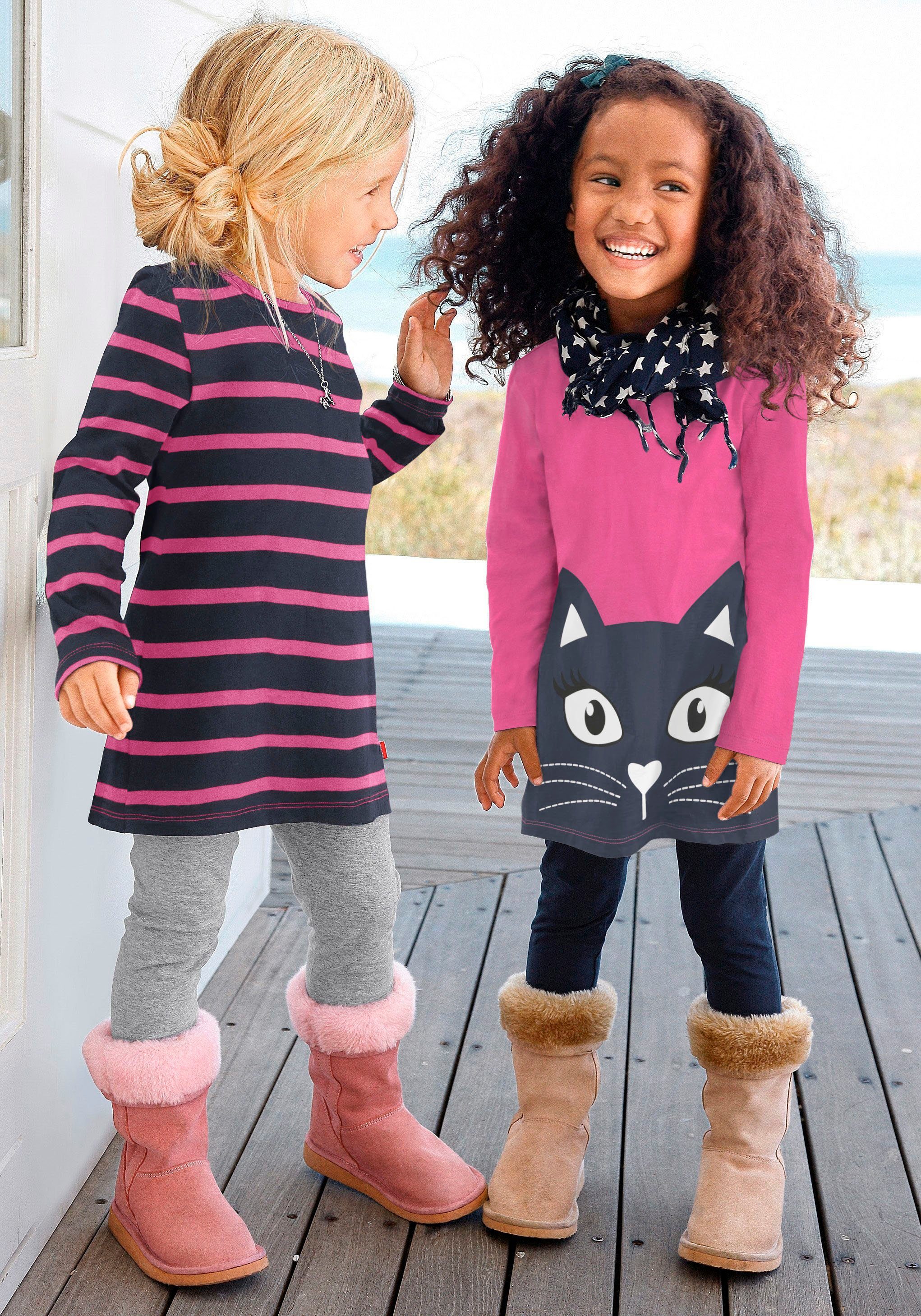 und KIDSWORLD (2-tlg., Longshirt großem mit 2er-Pack) Print schönen Streifen