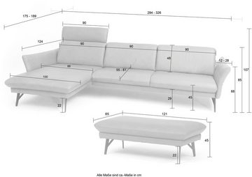 himolla Ecksofa 1928, mit Hocker, Füße Edelstahloptik