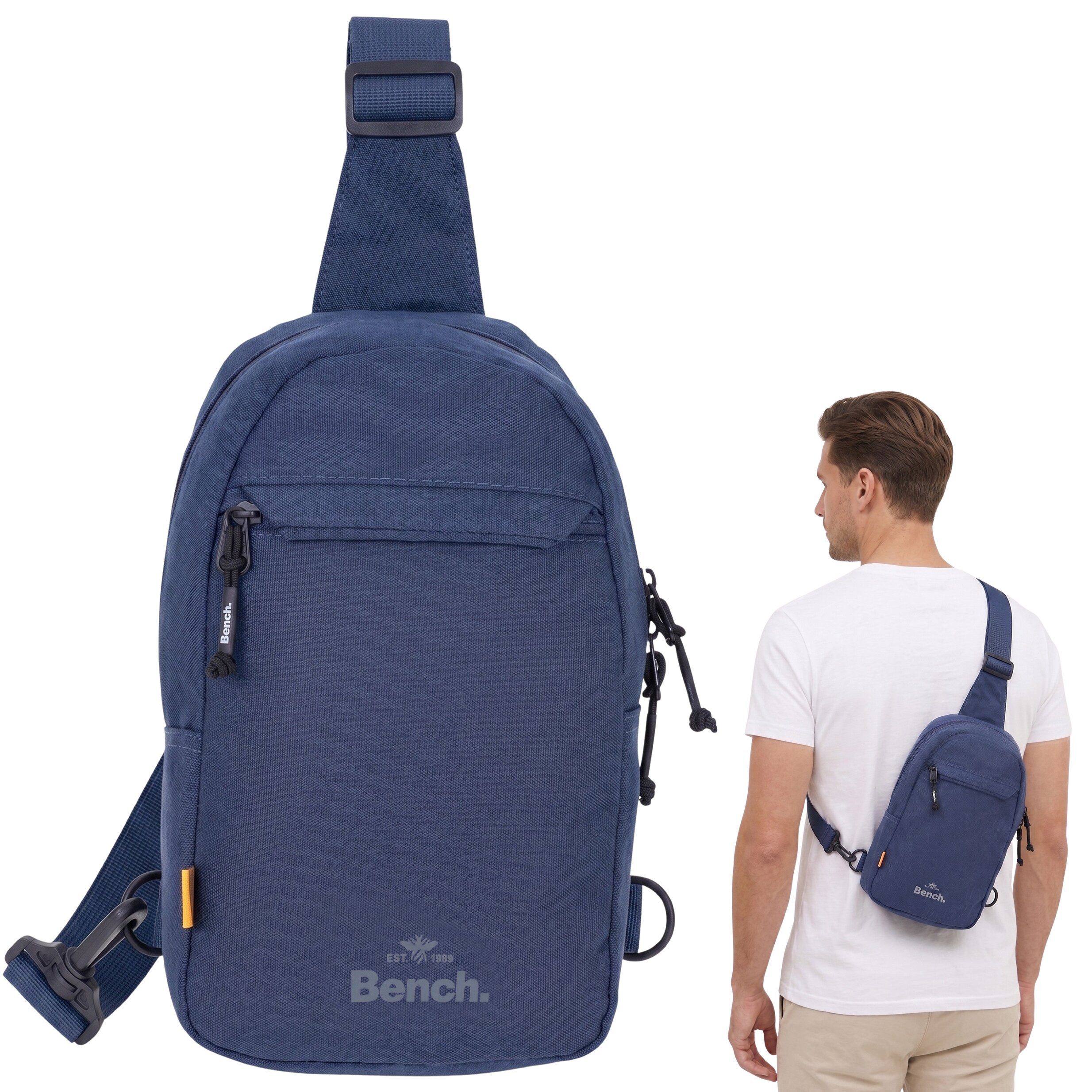 Bench. Umhängetasche Rucksack Crossbody Sling Bag Damen Herren klein, Fahrrad Tasche Konzert Festival Bag Umhängetasche + Etui