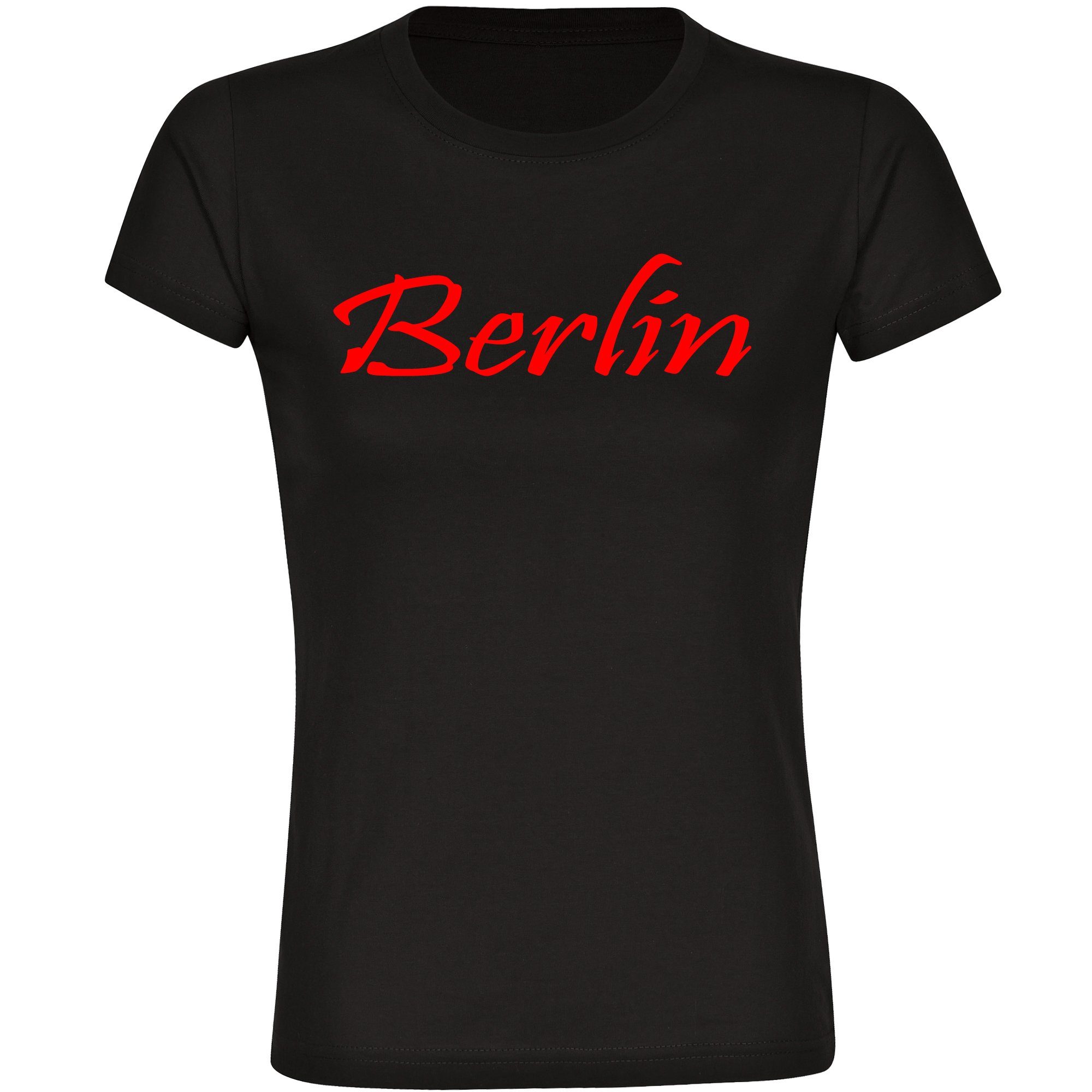 multifanshop T-Shirt Damen Berlin rot - Schriftzug - Frauen