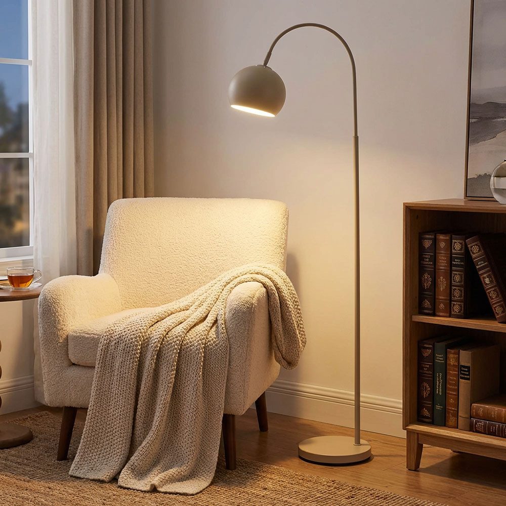GLOBO LIGHTING LED Stehlampe, Leuchtmittel inklusive, Warmweiß, Stehleuchte Bogenlampe Standleuchte beweglich sandfarben LED H 150 cm
