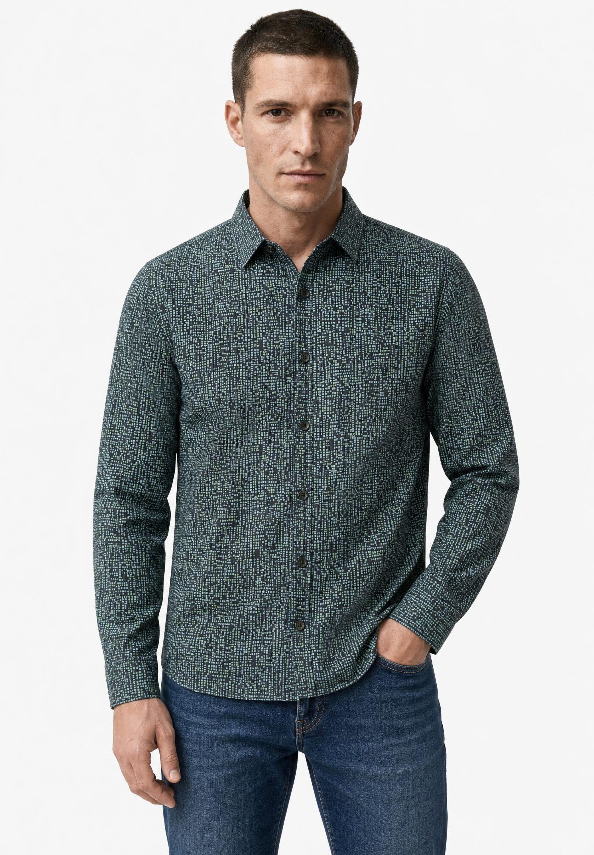 STREET ONE MEN Langarmhemd Baumwoll-Mix