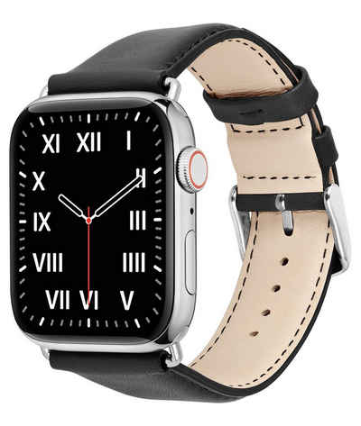 wiiuka Smartwatch-Armband tiime Armband Leder für die Apple Watch 1-8, SE, Ultra Lederarmband, Handgefertigt - Deutsches Leder, Premium Qualität