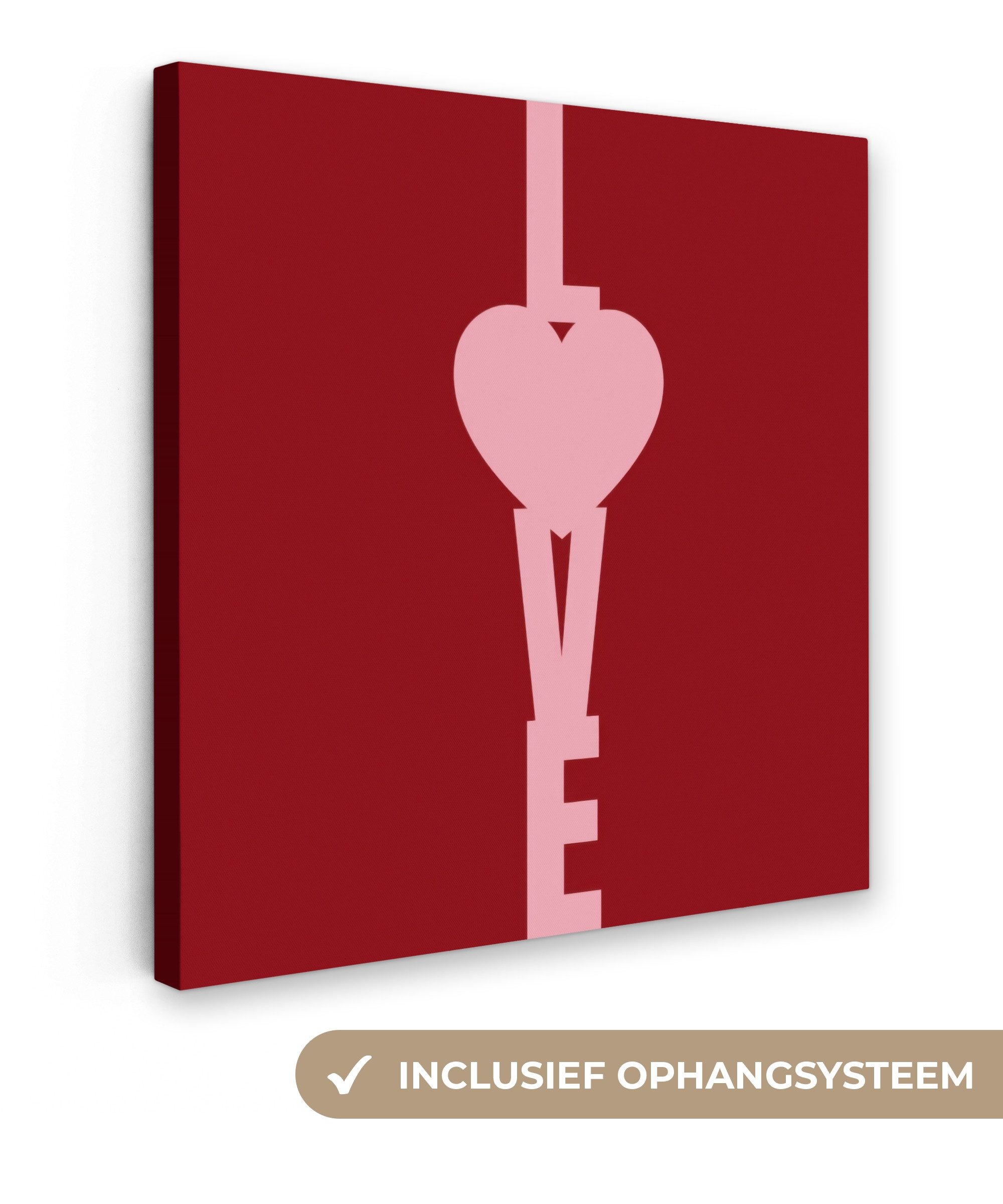 OneMillionCanvasses® Leinwandbild Liebe - Herz - Rot, Fotodruck (1 St), Wandbild, Deko Schlafzimmer Wohnzimmer Flur 20x20 cm