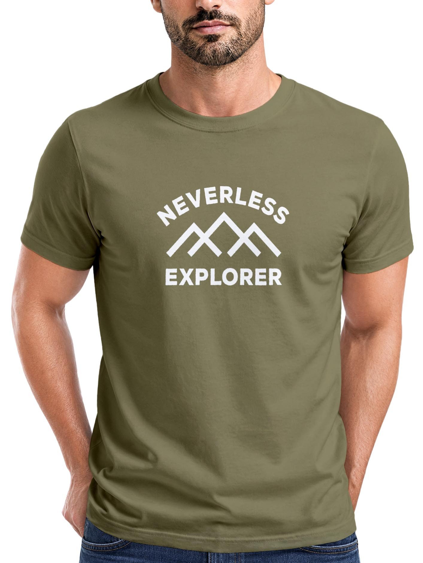 Print-Shirt Herren T-Shirt Aufdruck Outdoor Shirt mit Bergmotiv & Statement Print