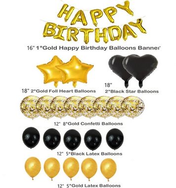 Montegoni Aufblasbares Partyzubehör 35tlg Geburtstag Deko Set Luftballons, Deko Set Mädchen Frauen Luftballons + Happy Birthday Buchstaben