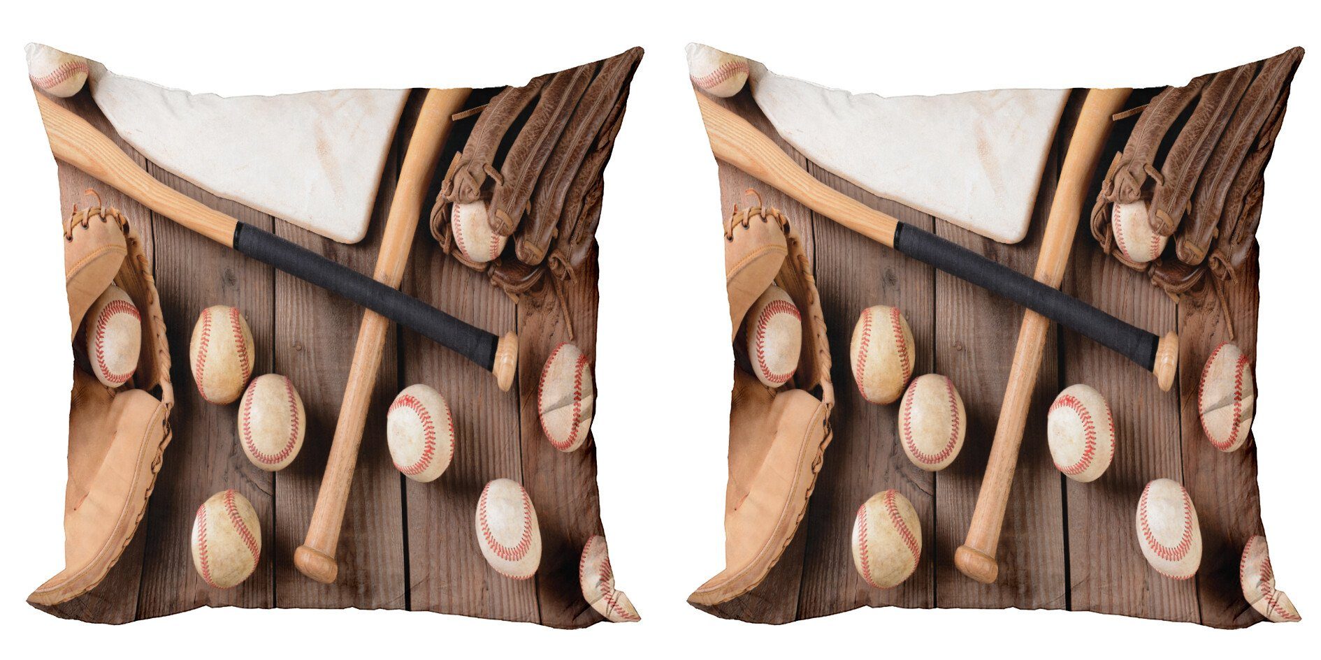 Kissenbezüge Modern Accent Doppelseitiger Digitaldruck, Abakuhaus (2 Stück), Baseball Schläger Bälle und Handschuhe