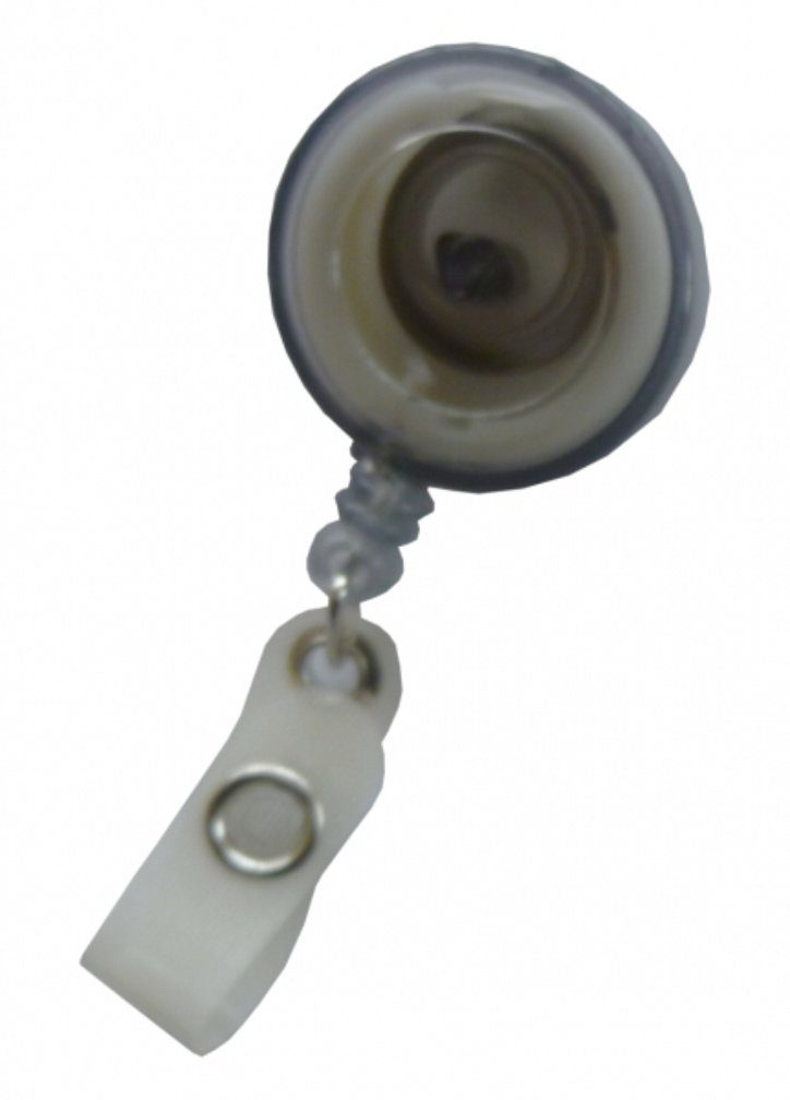 Kranholdt Schlüsselanhänger Jojo / Ausweishalter / Ausweisclip runde Form (100-tlg), Gürtelclip, Druckknopfschlaufe Transparent Rauch