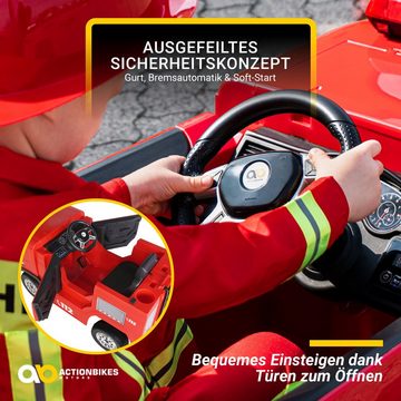 Actionbikes Motors Elektro-Kinderauto Kinder Auto Feuerwehr SX1818 Elektro - Fernbedienung - Wasserspritze, Belastbarkeit 40 kg, (4-tlg), Kinder Fahrzeug Spielzeug ab 3 Jahre elektrisch - Sirene & Bluetooth