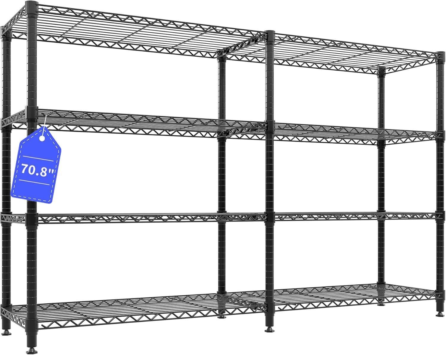 GarveeMore Schwerlastregal 4 Ebenen Lagerregale Doppelreihige Kellerregal Metallregale 480kg