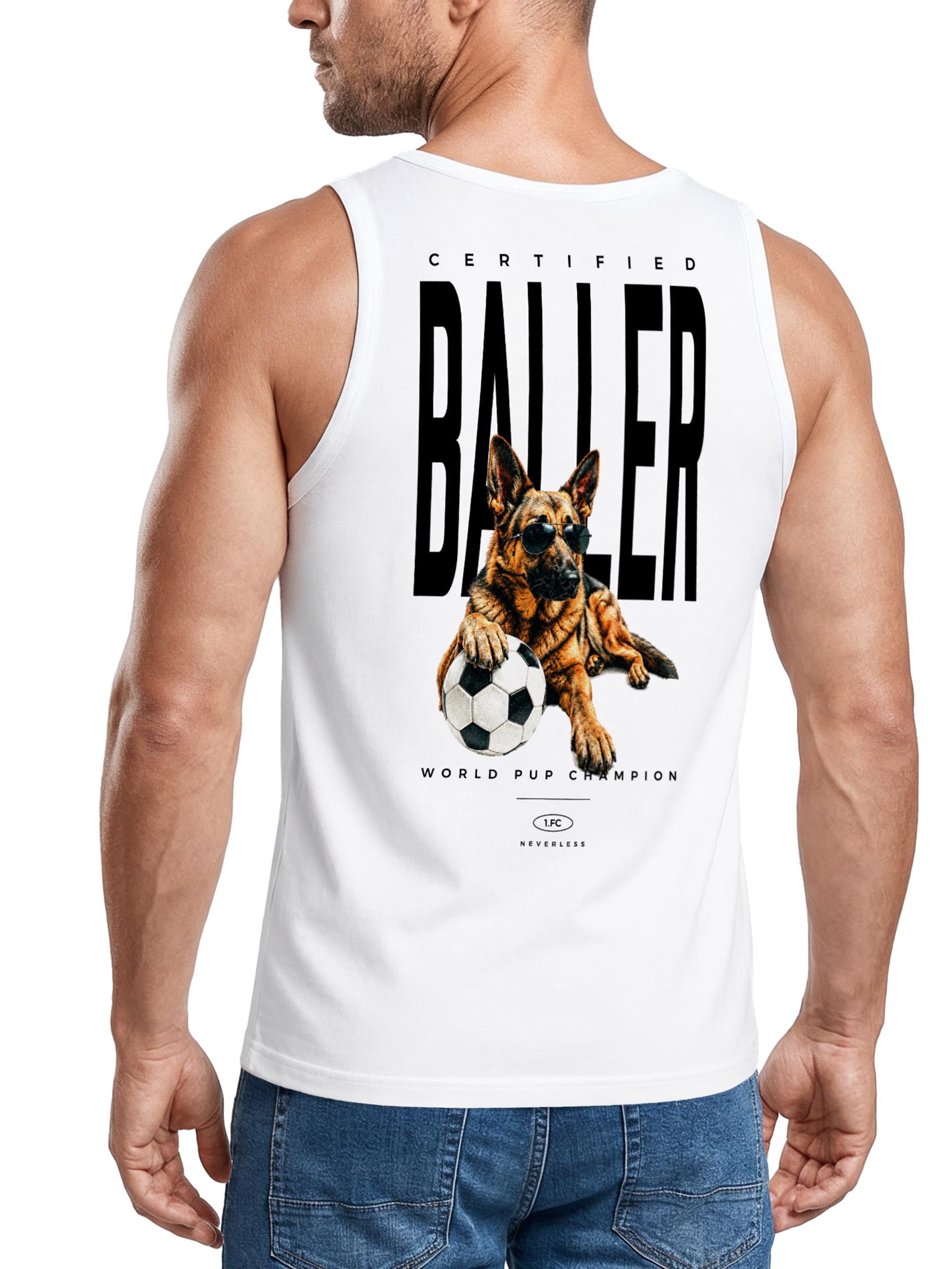 Neverless Tanktop Tanktop Herren mit Grafik-Print - Dog Lover Design Certified Baller - mit Print