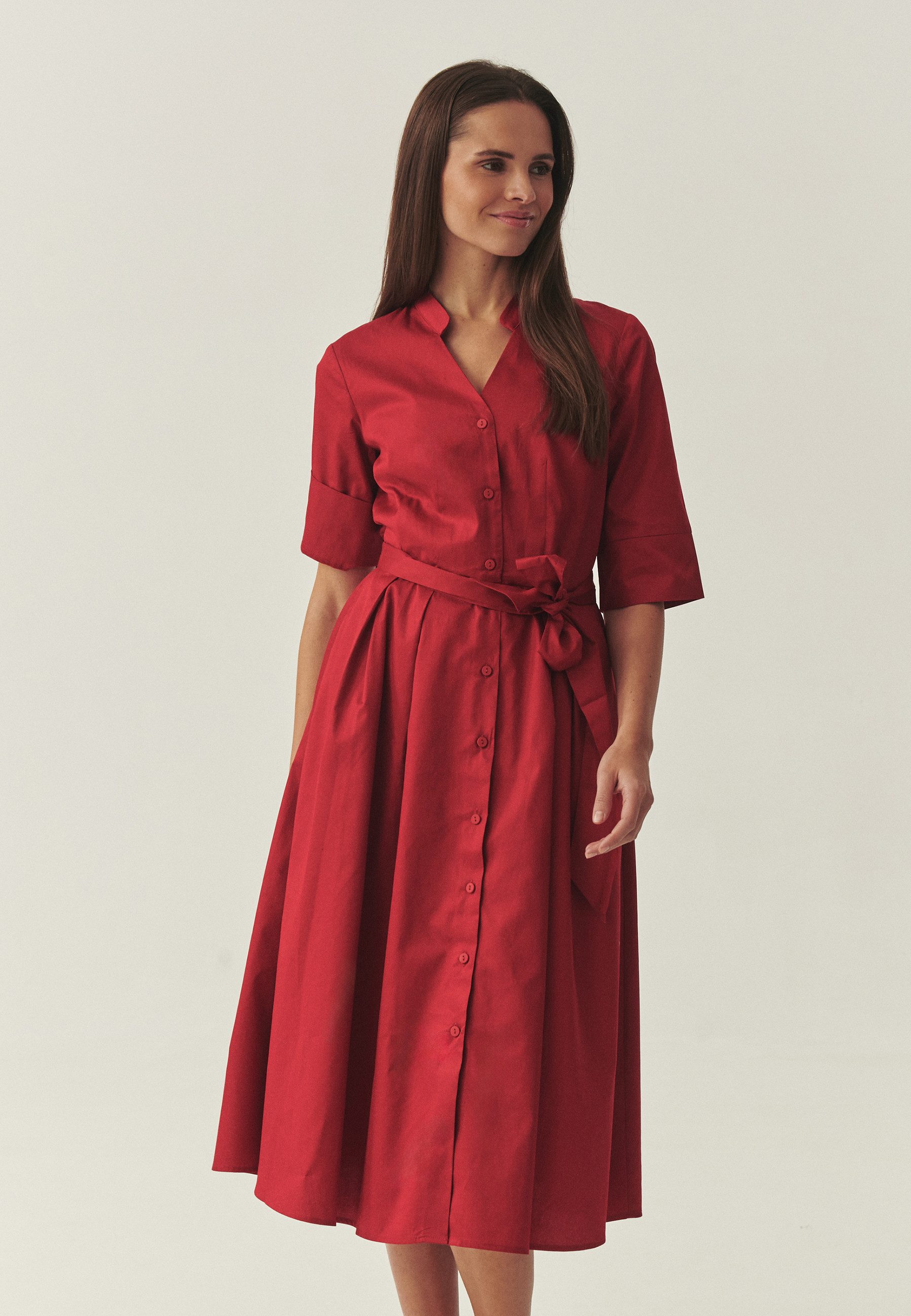 TATUUM Midikleid Baumwollkleid Mit Stoffgürtel - Tirami