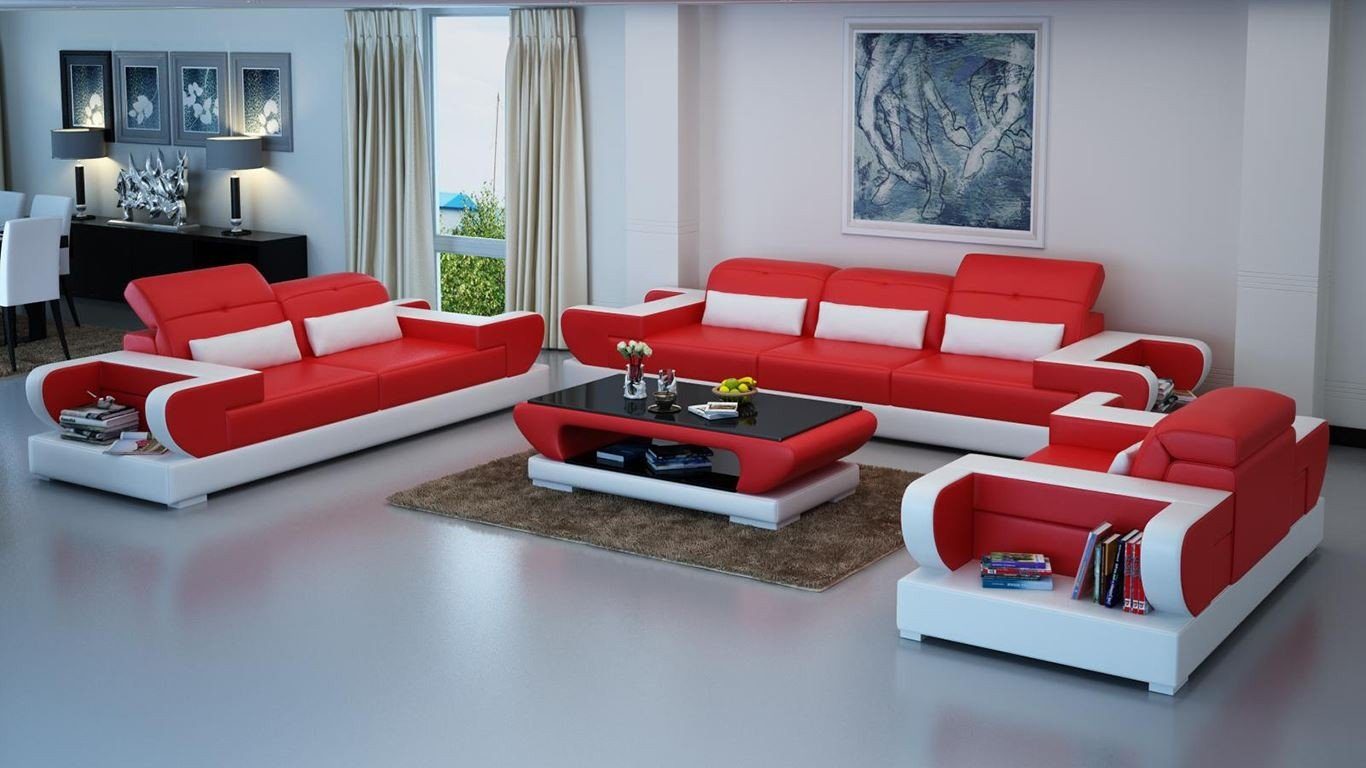 JVmoebel Sofa Luxus Made in Design Europe Neu, 3+2 Sofagarnitur modernes Rote Stilvoll