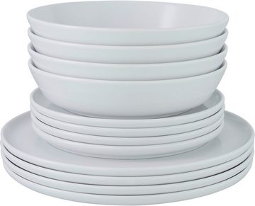 CreaTable Tafelservice Geschirr-Set Chef Collection (12-tlg), 6 Personen, Porzellan, Teller Set, weiß, nordisches Design, 12 Teile, für 6 Personen