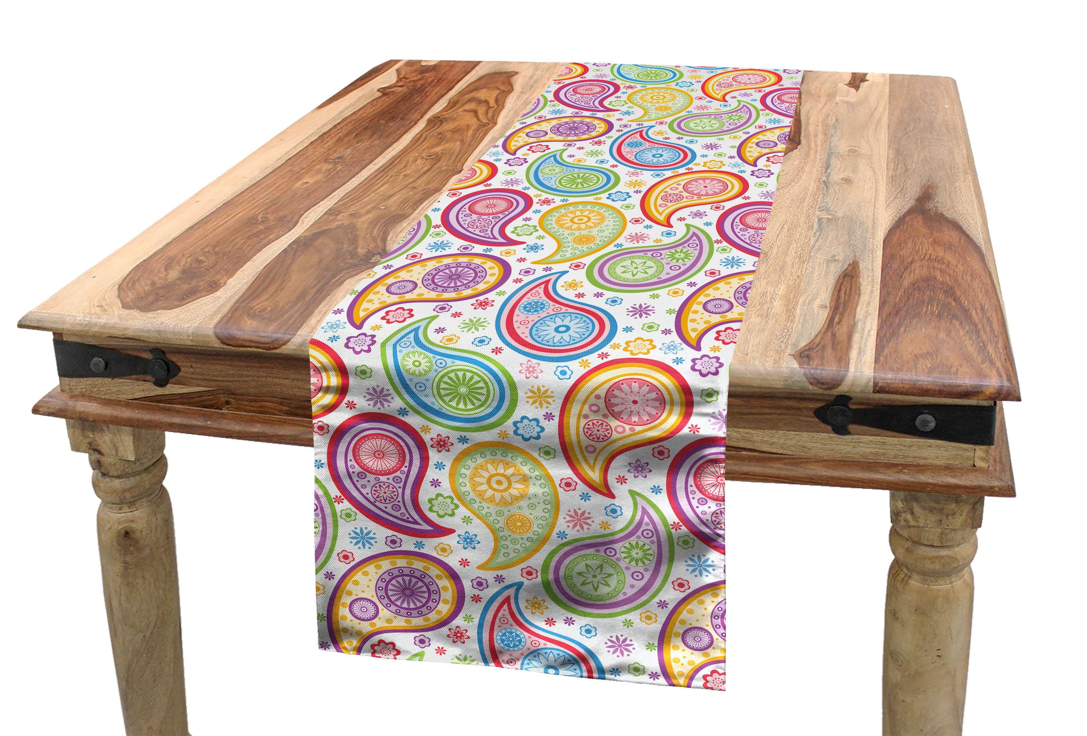 Abakuhaus Tischläufer Esszimmer Blume Dekorativer Küche Farbige Rechteckiger Paisley Muster Tischläufer