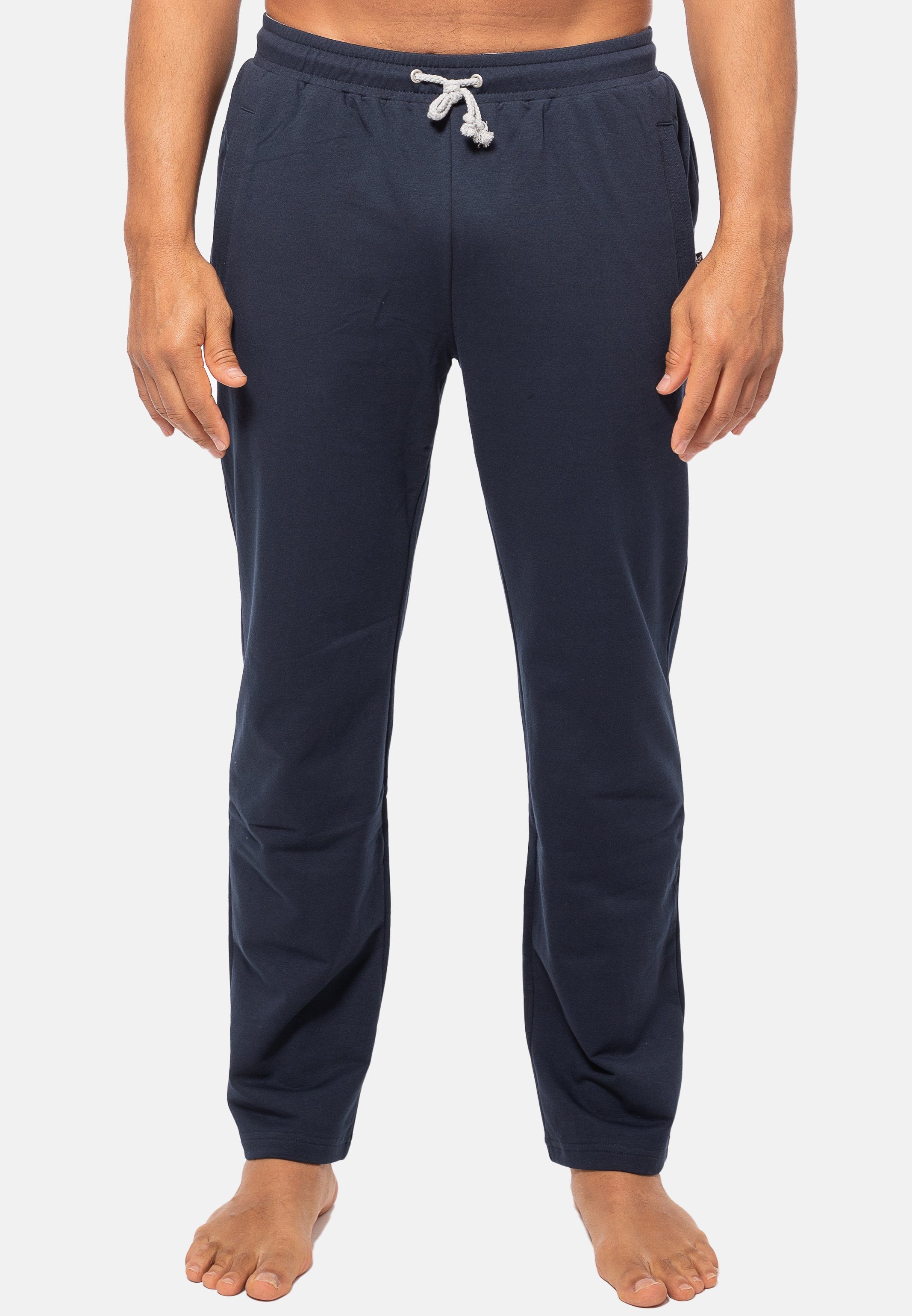 Hajo Jogginghose Klima-Komfort (1-tlg) Homewear Hose - Baumwolle - Lange Hose mit zwei Hosentaschen Marine