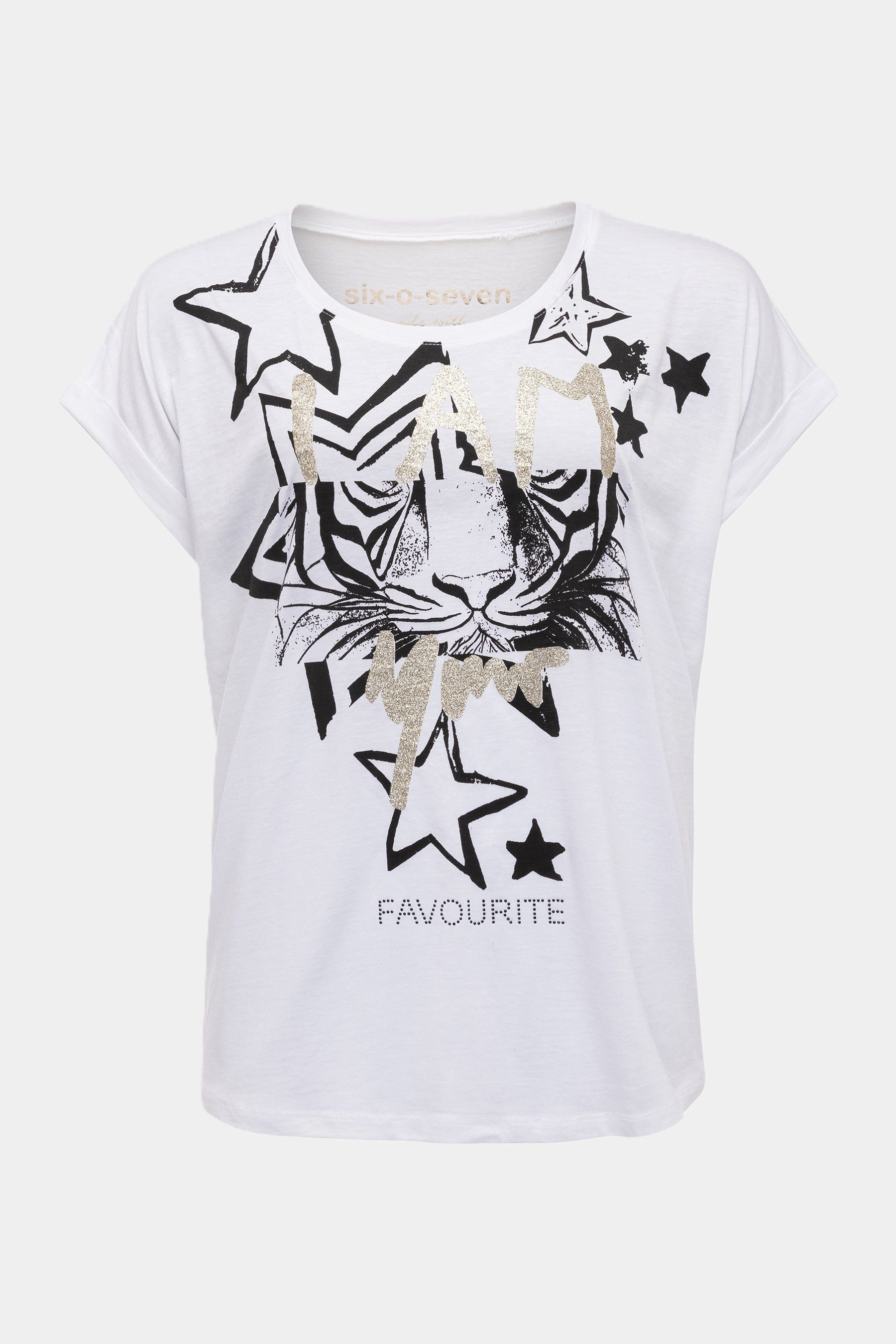 six-o-seven T-Shirt Six-o-Seven T-Shirt mit Tiger Print WHITE