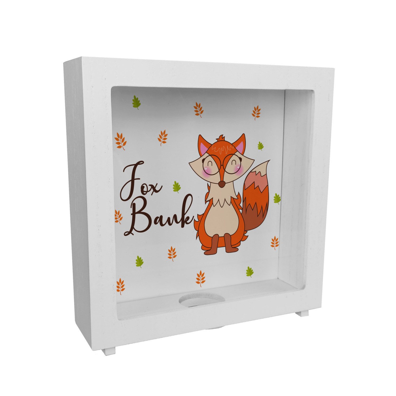 Spardose Fuchs Rahmen Spardose aus Holz mit Spruch