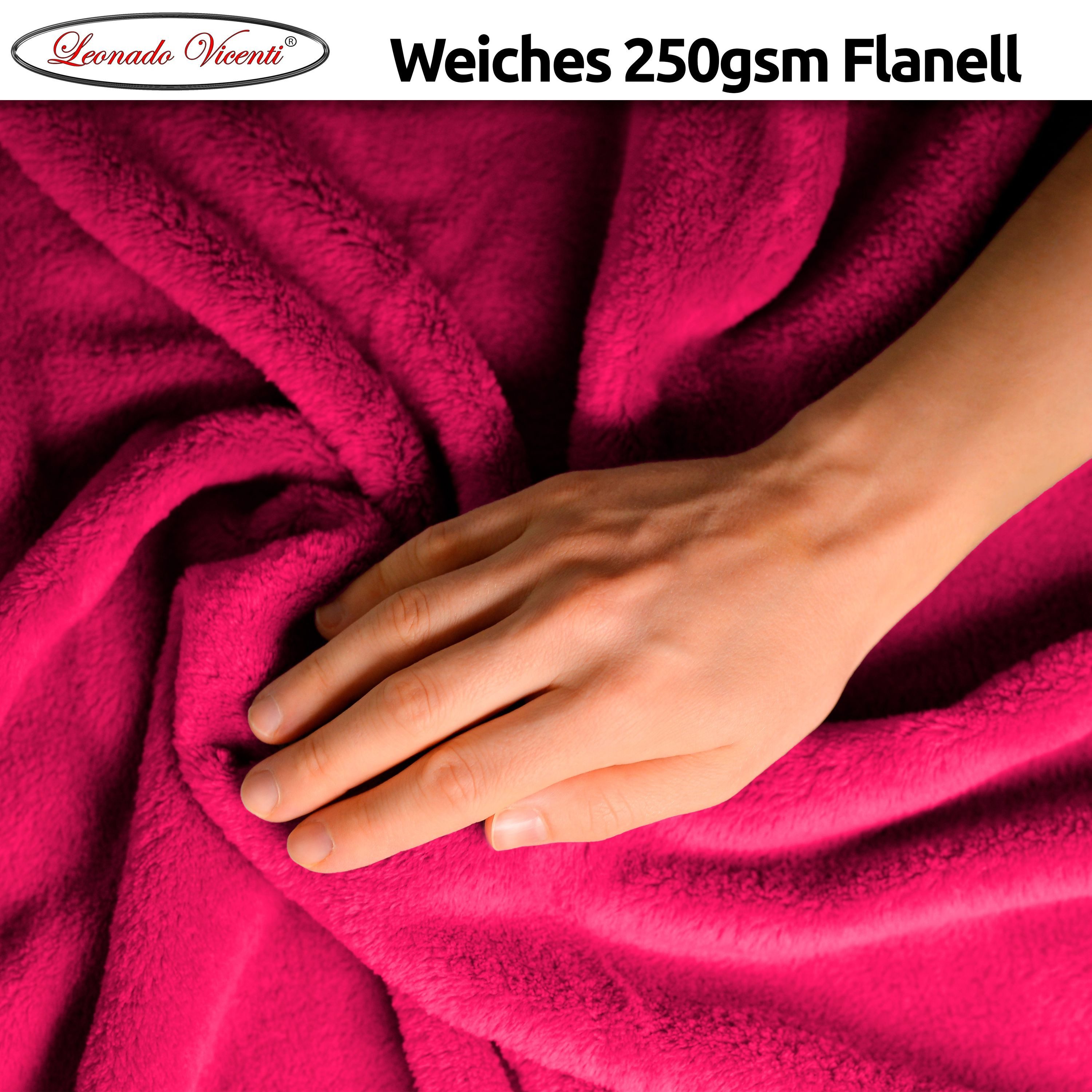 Wohndecke kuschelig warm, 2er Pack 150x200, Leonado Vicenti, Kuscheldecke flauschig weich, Einfarbig,2er Set