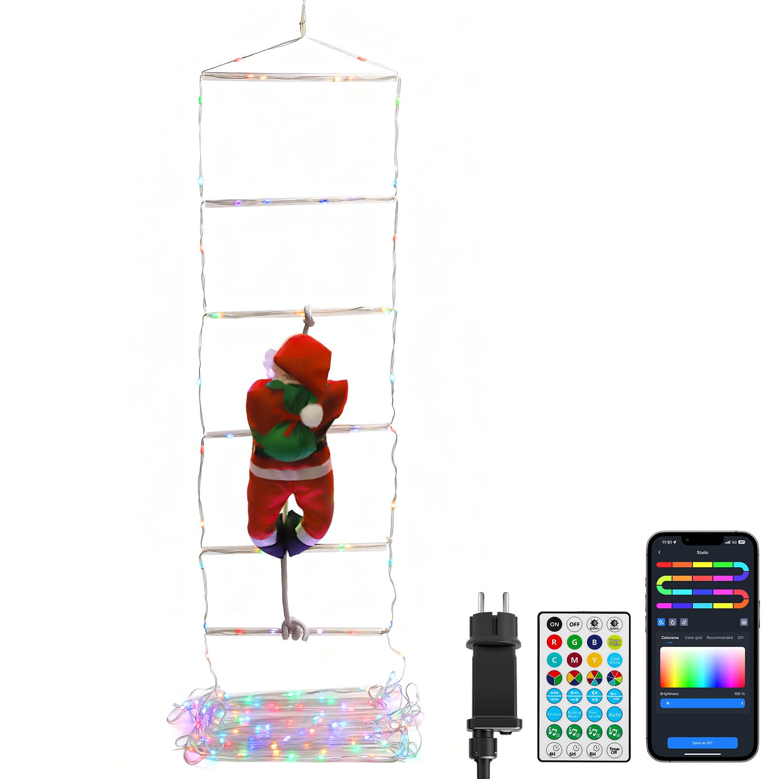 Aigostar LED-Lichterkette Aigostar 3m smarte RGB-Weihnachtsmann-Treppenbele günstig online kaufen