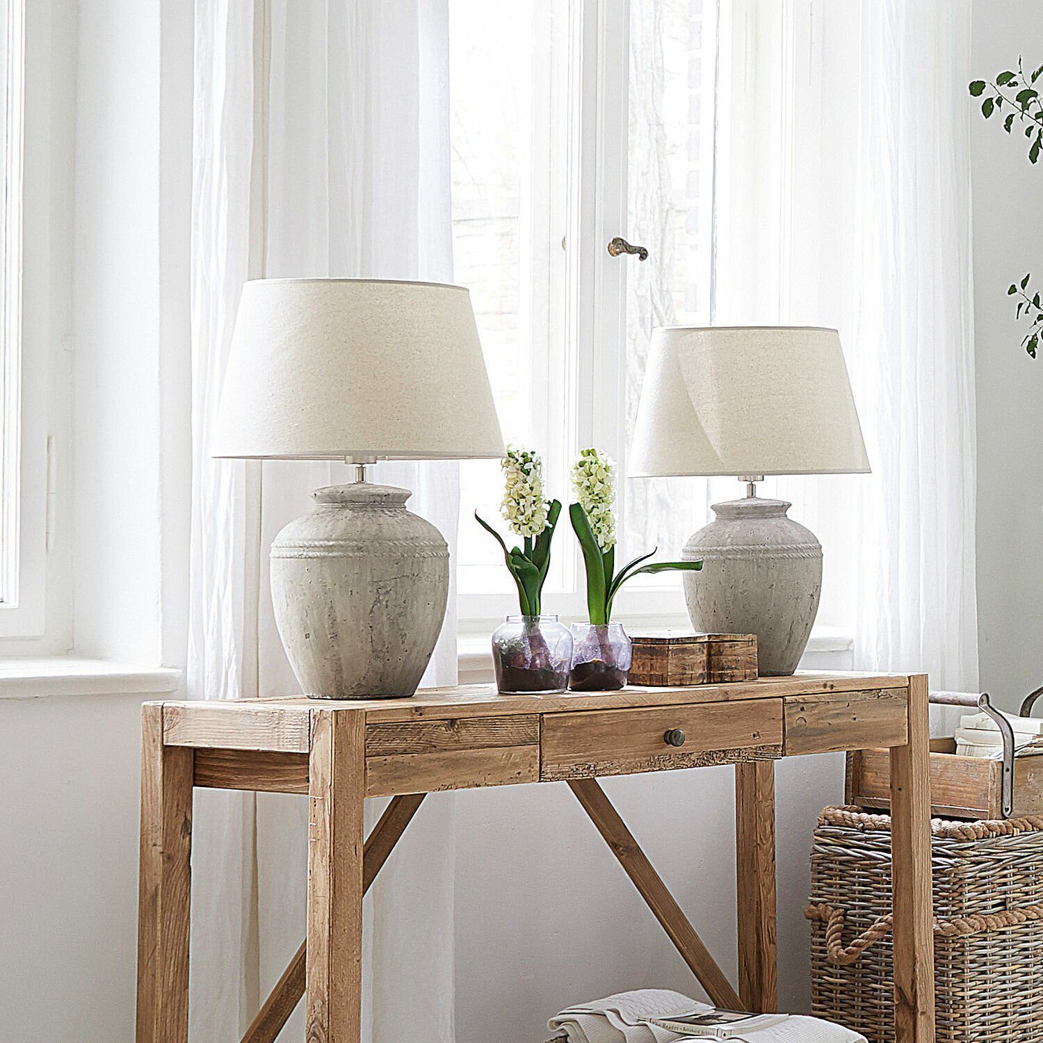 Mirabeau Tischleuchte Tischlampe Mosnay beige/antikgrau