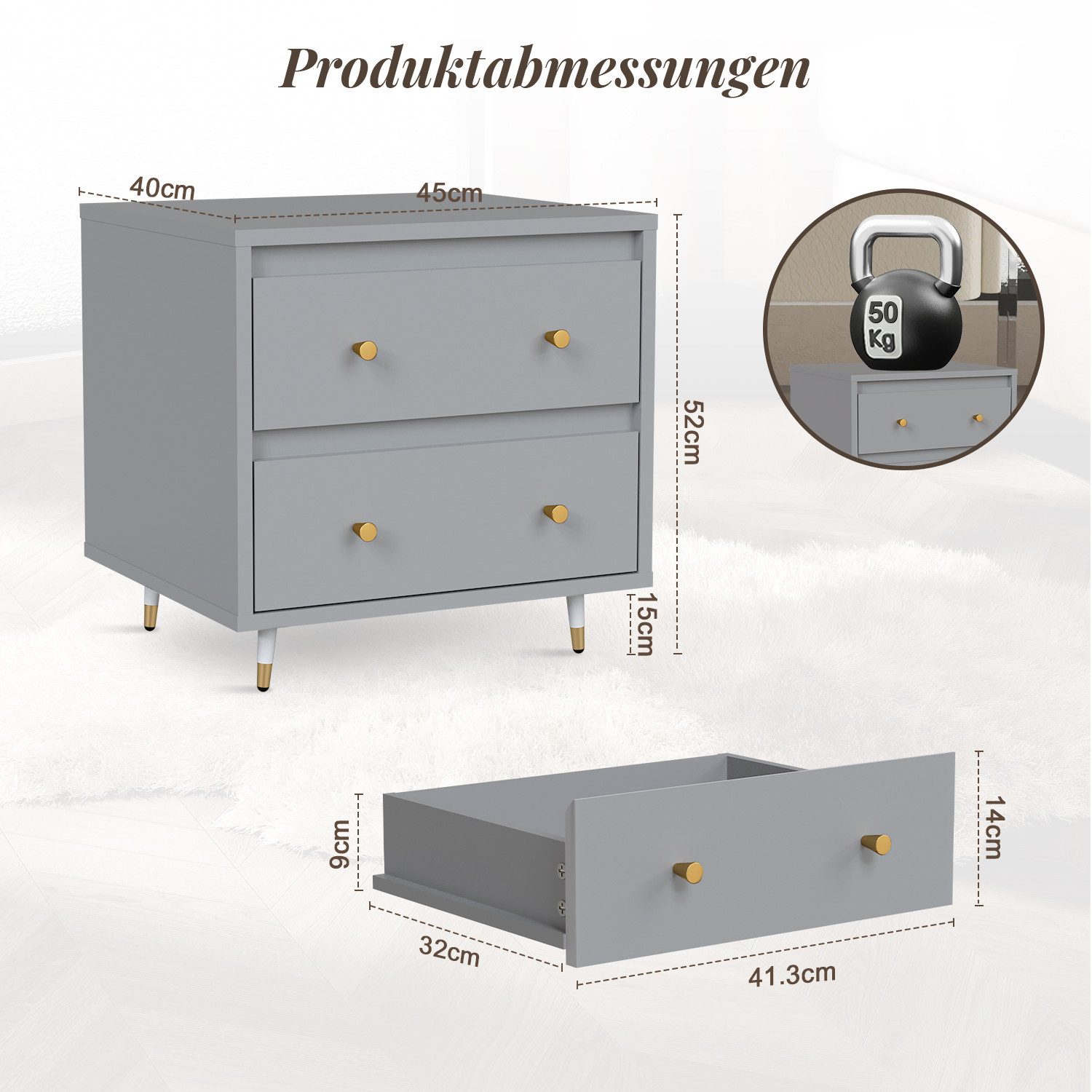 Lexzurn Nachttisch Nachttisch(1-St/2-St), Beistelltisch mit 2 Schubladen (M günstig online kaufen