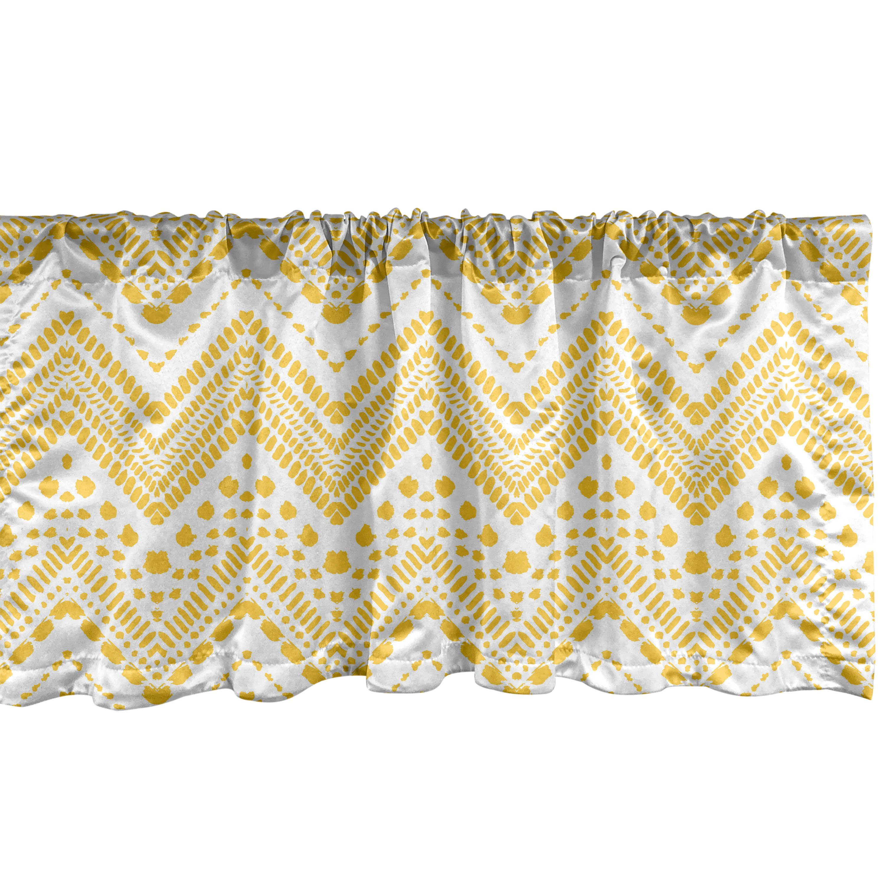 Scheibengardine Vorhang Volant für Küche Schlafzimmer Dekor mit Stangentasche, Abakuhaus, Microfaser, Yellow Chevron Aztec Muster