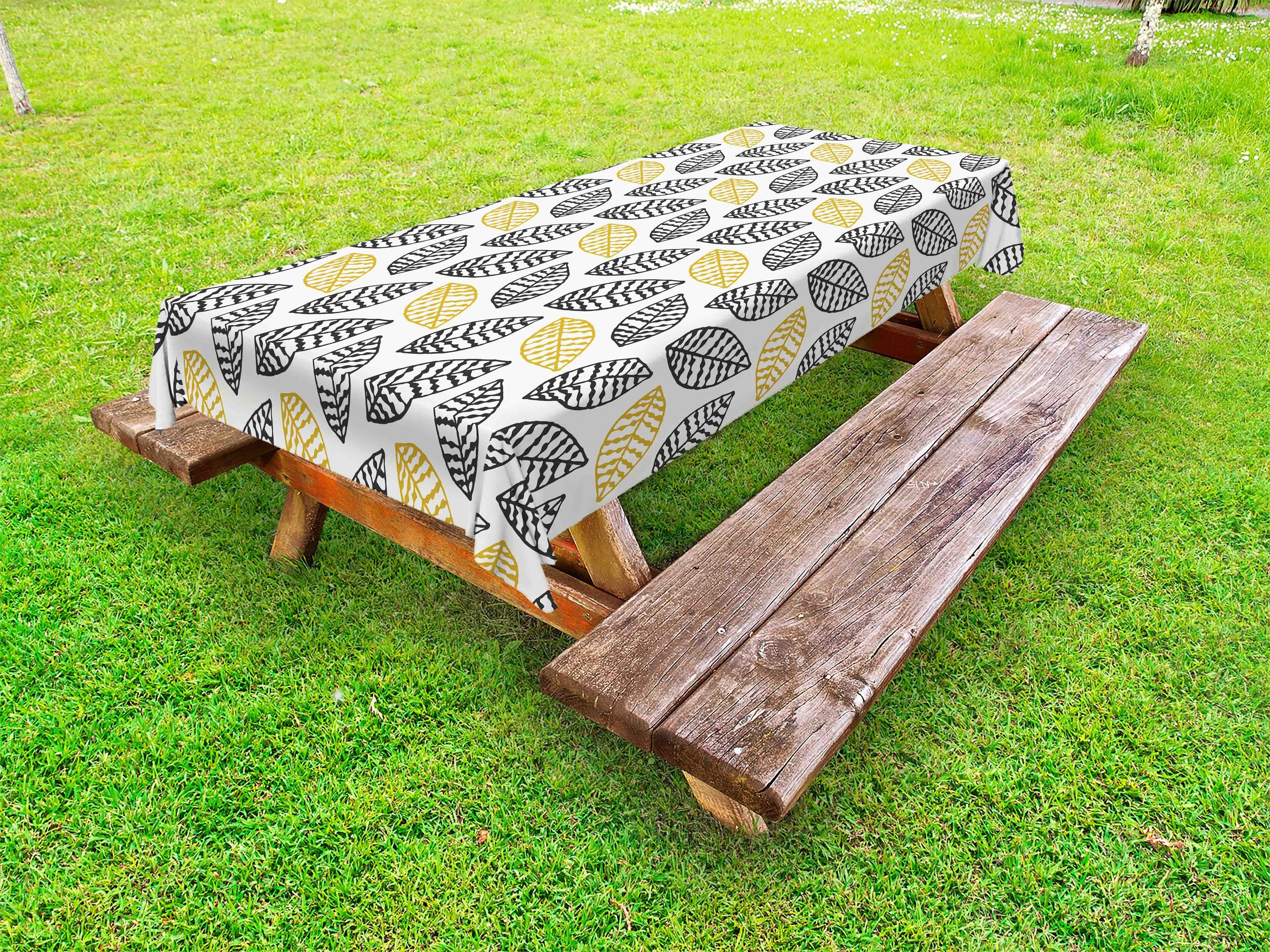 Abakuhaus Tischdecke dekorative waschbare Picknick-Tischdecke, Nicht-gerade weiss Digital-Blätter-Muster