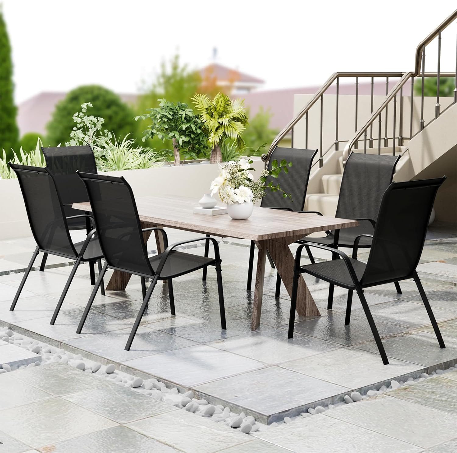 TLGREEN Stapelstuhl Gartenstühle Stapelstuhl,Camping Stapelbar Hochlehner, günstig online kaufen