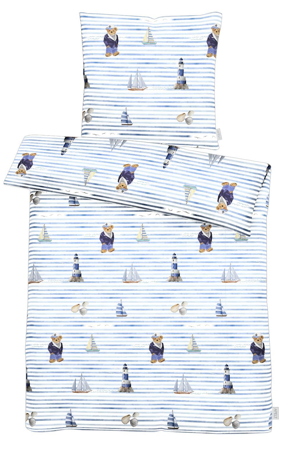 APELT Bettwäsche Knut GOTS, Satin (Bio-Baumwolle), 2 teilig, Bettwäsche-Set mit Reißverschluss, Baumwoll-Satin, Digitaldruck