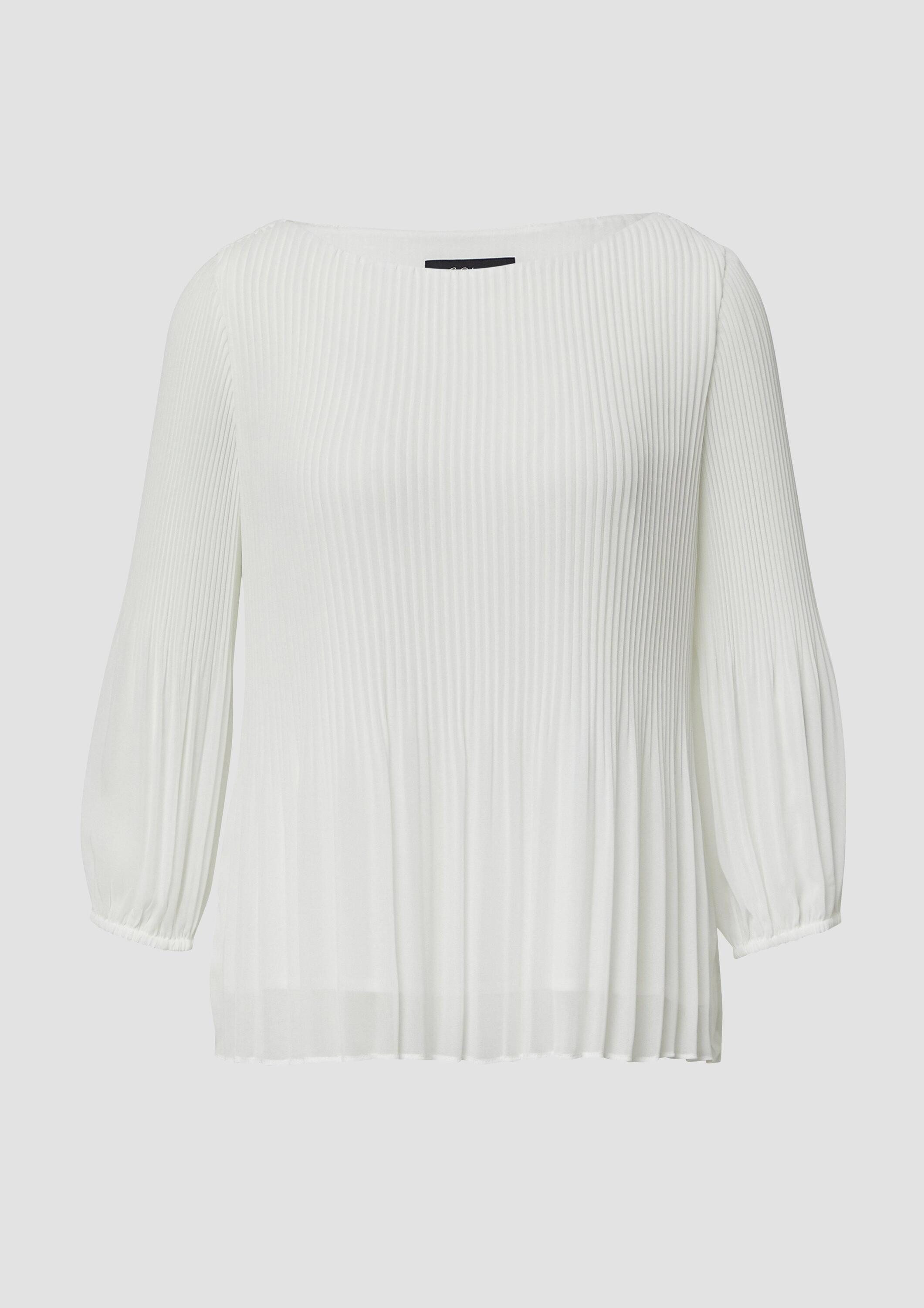 s.Oliver Kurzarmbluse Bluse Plisseebluse mit 3/4-Arm
