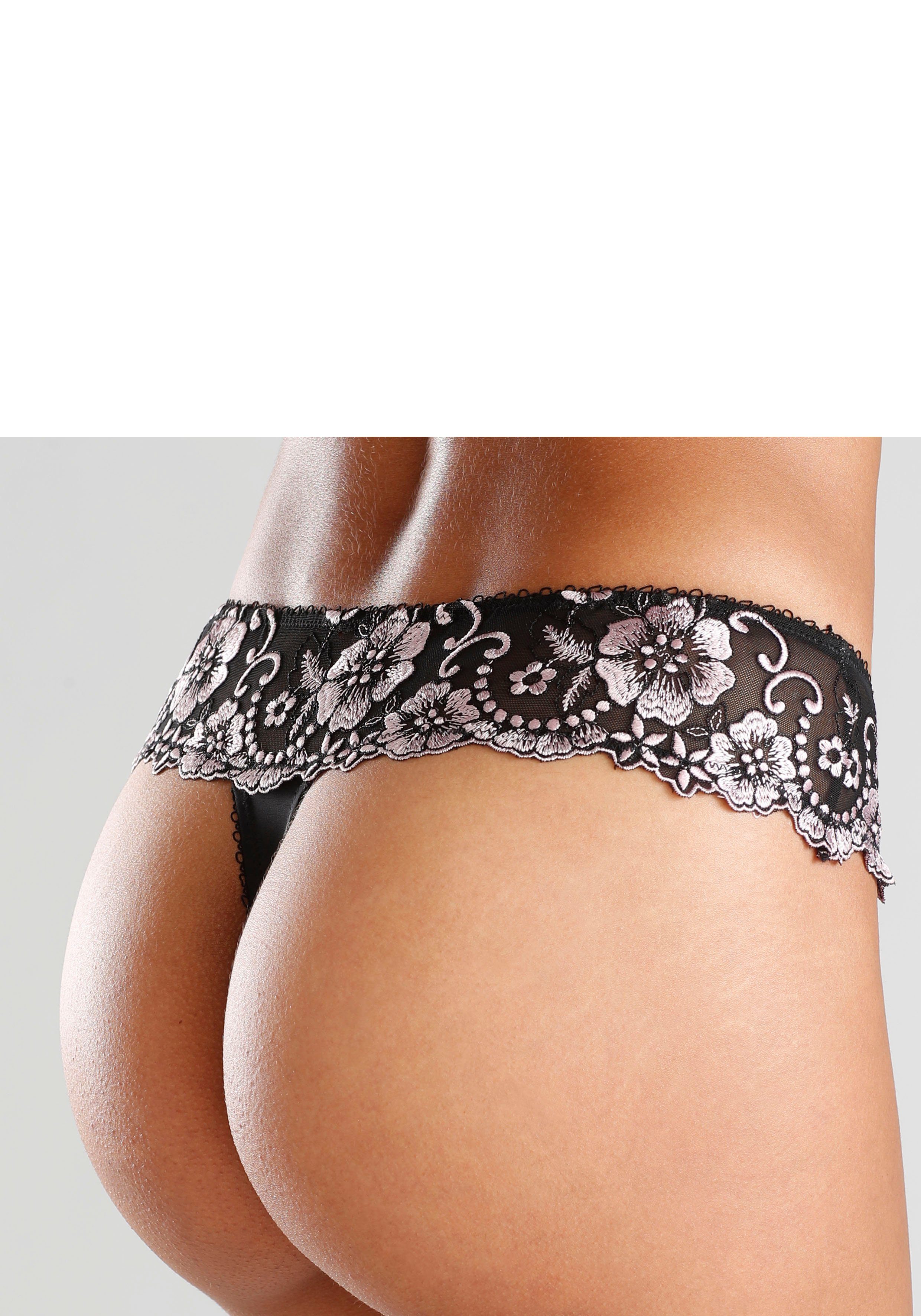 LASCANA String Wanda Dessous mit Stickerei Spitze in blumiger Optik
