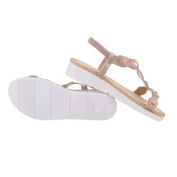 Ital-Design Damen Freizeit Riemchensandalette (86016855) Keilabsatz/Wedge Keilsandaletten in Champagner