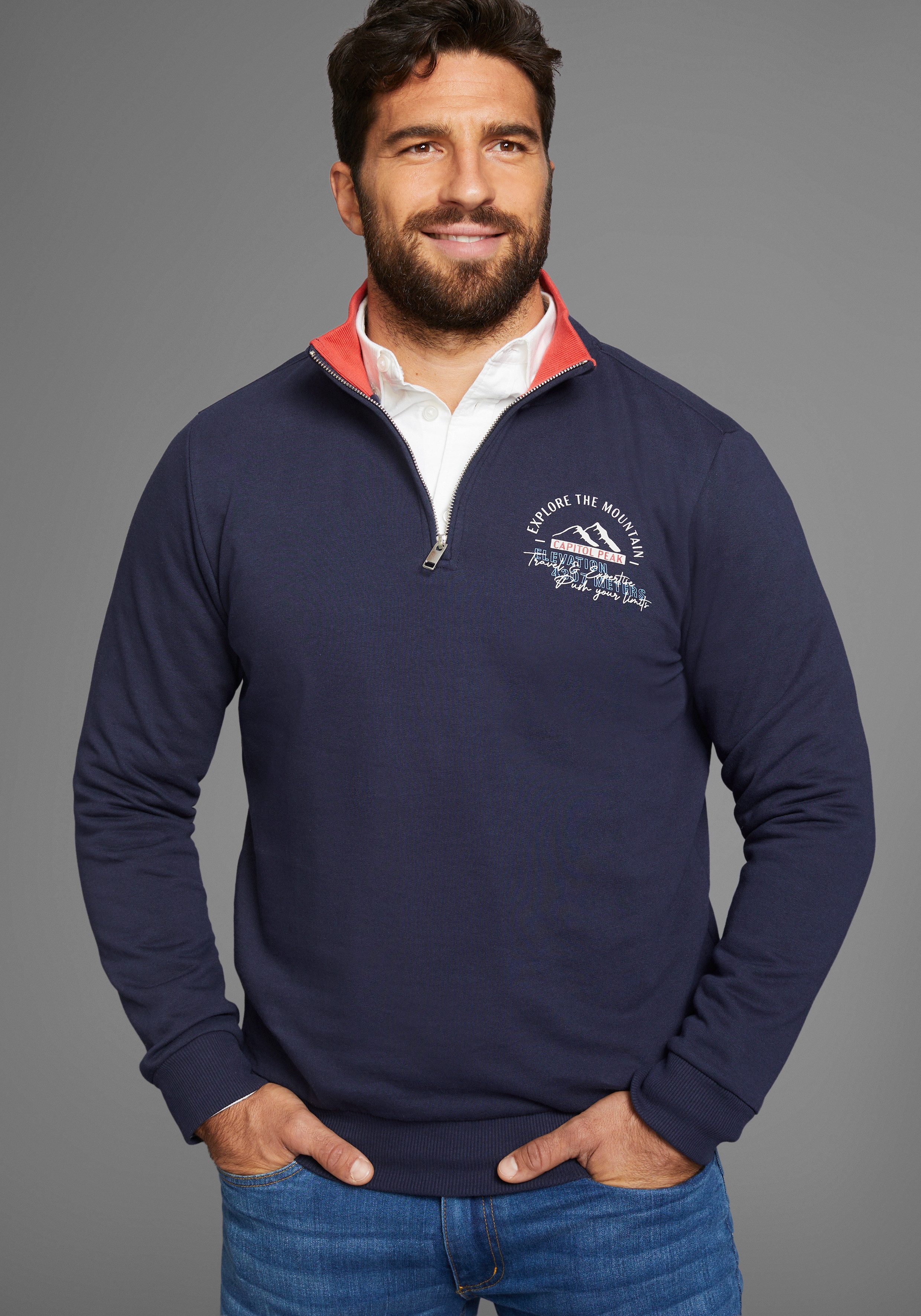 Man's World Sweatshirt mit Kontrastkragen - Neue Farben günstig online kaufen