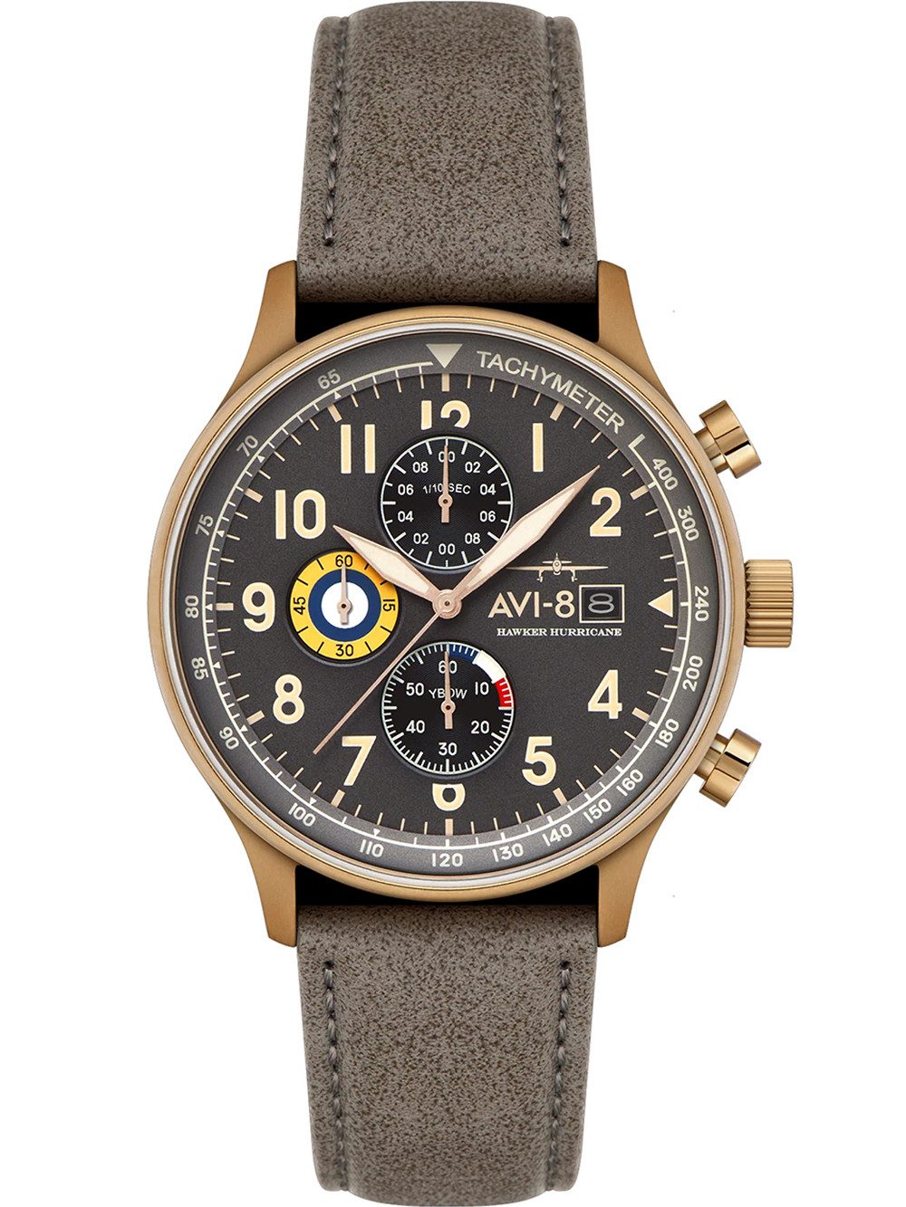 AVI 8 Quarzuhr AVI 8 AV 4011 0P Herrenuhr Hawker Hurricane Classic Chronograph 43mm 5