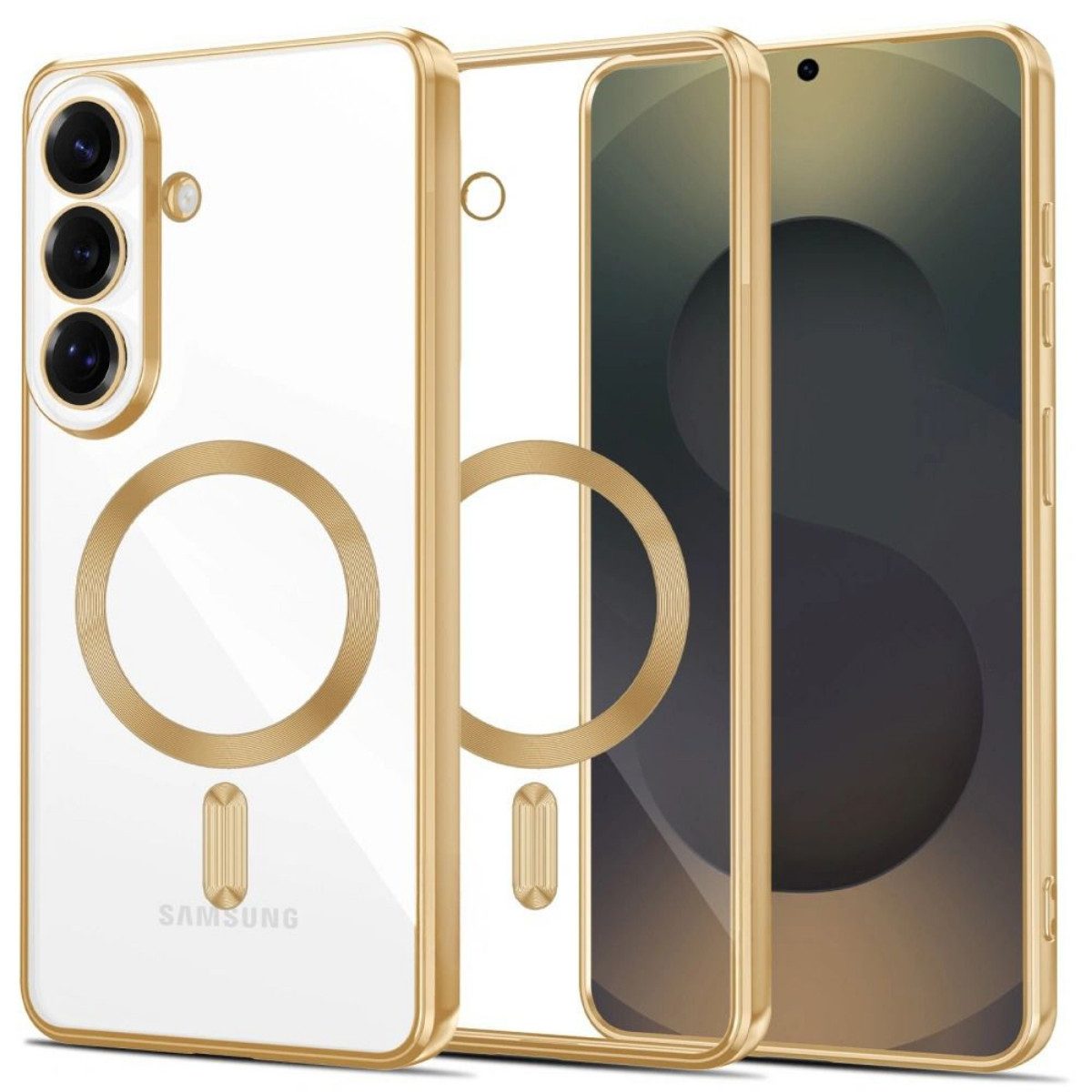 TECH PROTECT Handyhülle MagFlex für Samsung Galaxy S26+ Glänzendes Gold Magnetisch Case 6,7 Zoll, Schlanke Bauweise liegt angenehm in Hand und Tasche