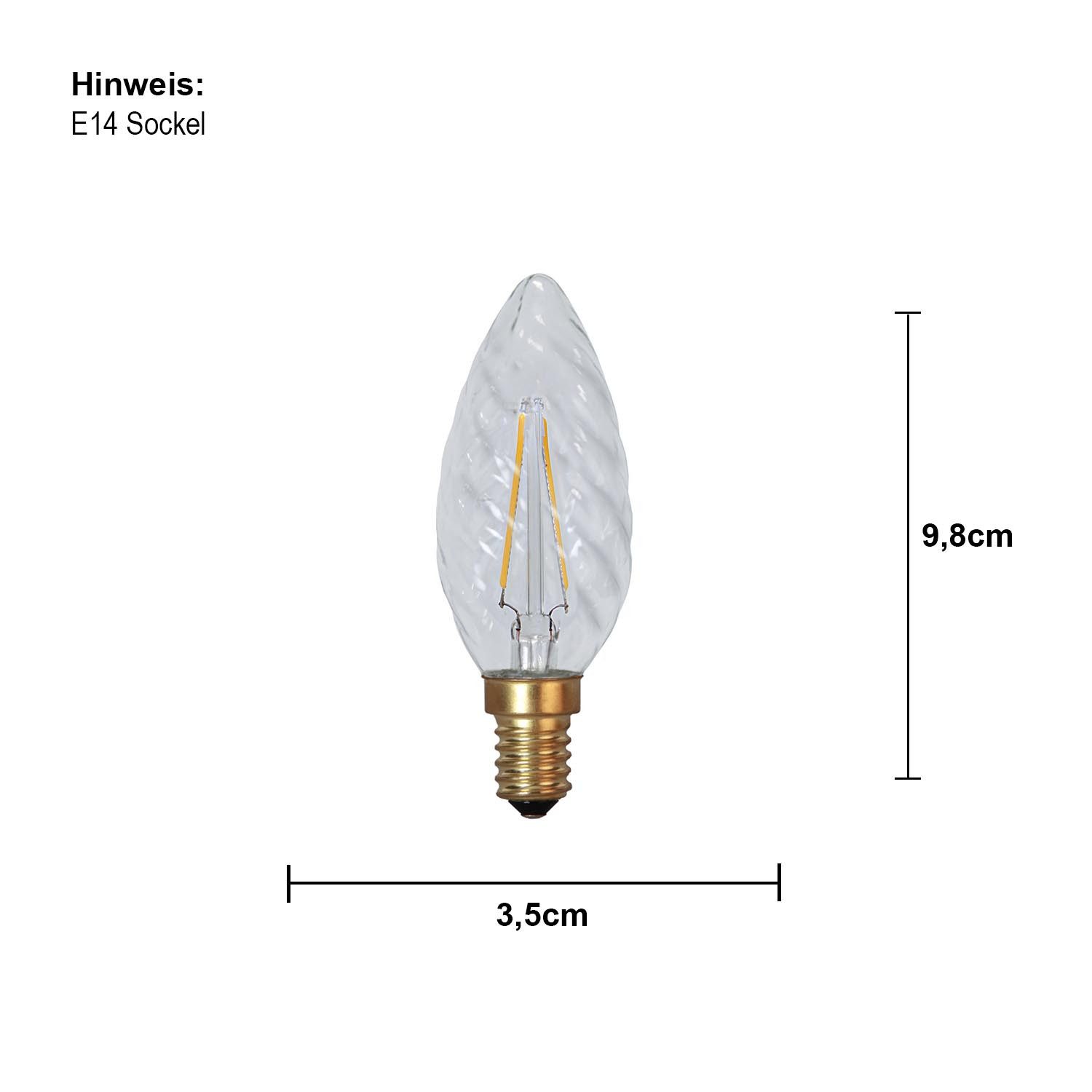 STAR TRADING LED Dekolicht Leuchtmittel, LED-Leuchtmittel,Soft Glow', E14, Kerze, 1,5W, 120lm, twisted, warmwe