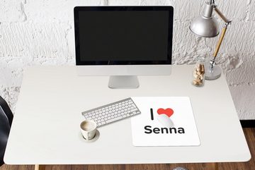 MuchoWow Gaming Mauspad Ich liebe - Senna - Mädchen (1-St), Mousepad mit Rutschfester Unterseite, Gaming, 40x40 cm, XXL, Großes