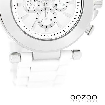 OOZOO Quarzuhr Oozoo Unisex Armbanduhr Vintage Series, (Analoguhr), Damen, Herrenuhr rund, groß (ca. 40mm) Kunststoffarmband weiß