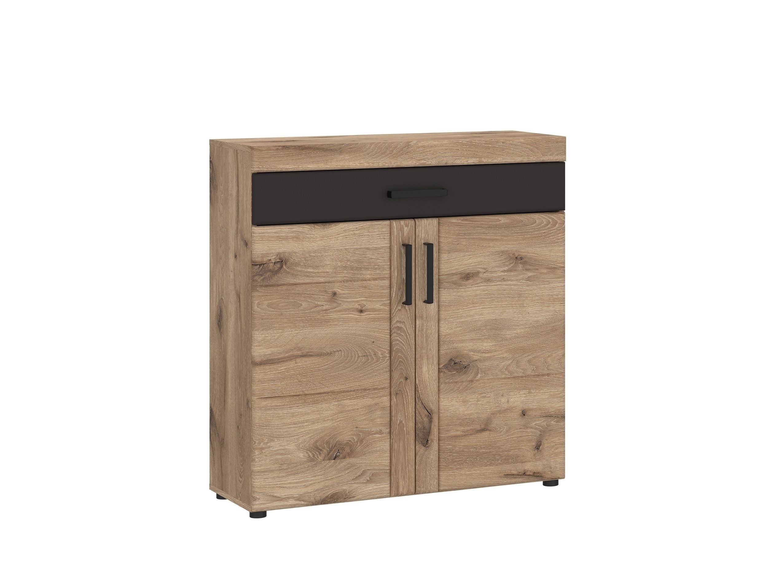 freiraum Schuhkommode GRANO, 2 Türen, 1 Schub, Viking Eiche Dekor / Kosmos Grau - 93x100x38 (BxHxT)