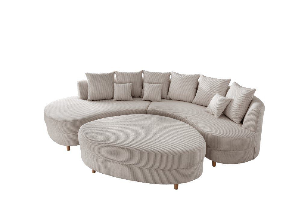 Kissen frei Big-Sofa inklusive im mit Silber XXL-Hocker, stellbar, Myhomelando Raum Lisboa,