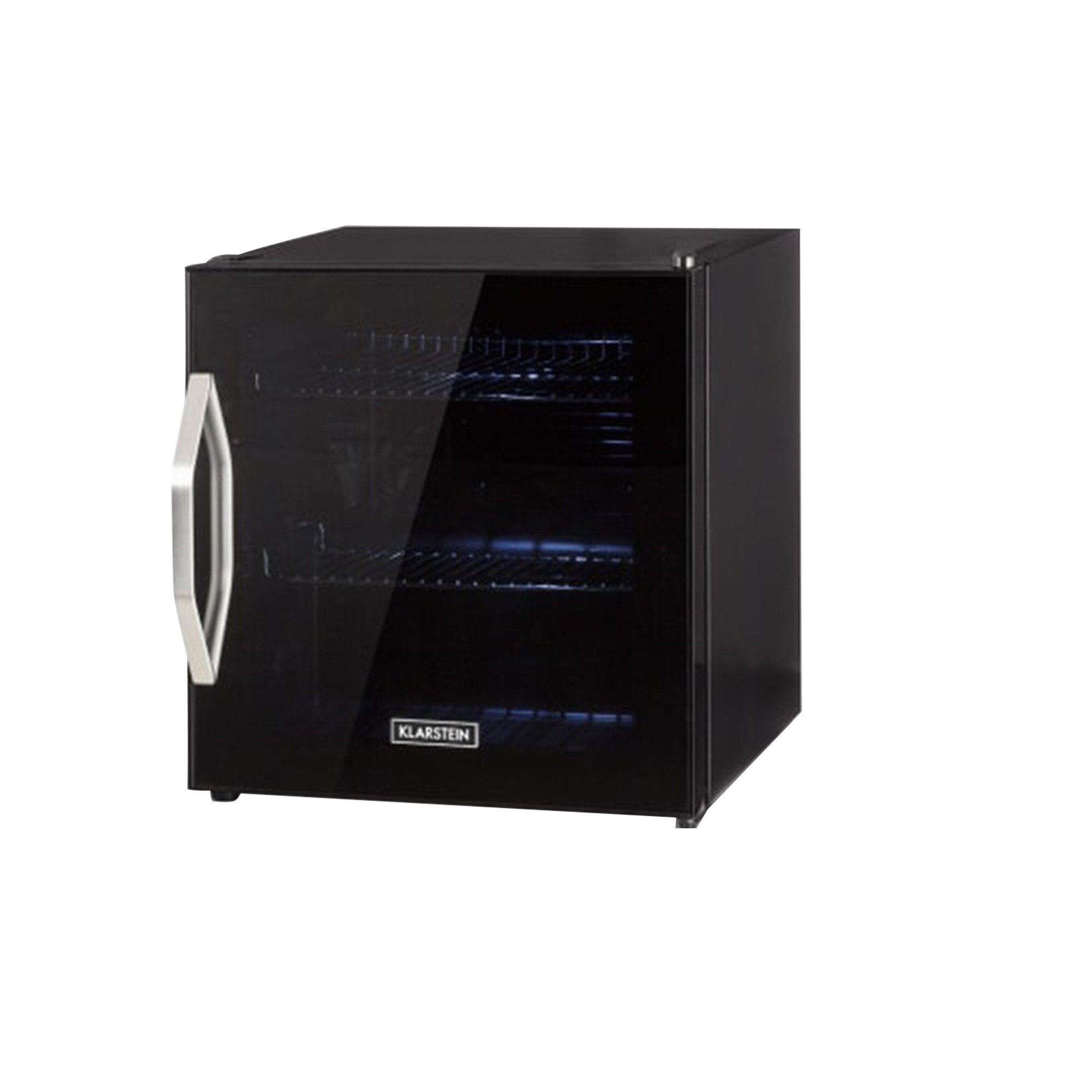 Klarstein Table Top Kühlschrank Beersafe L, 50 cm hoch, 47.5 cm breit, Mini Kühlschrank Bierkühlschrank klein Getränkekühlschrank mit Glastür