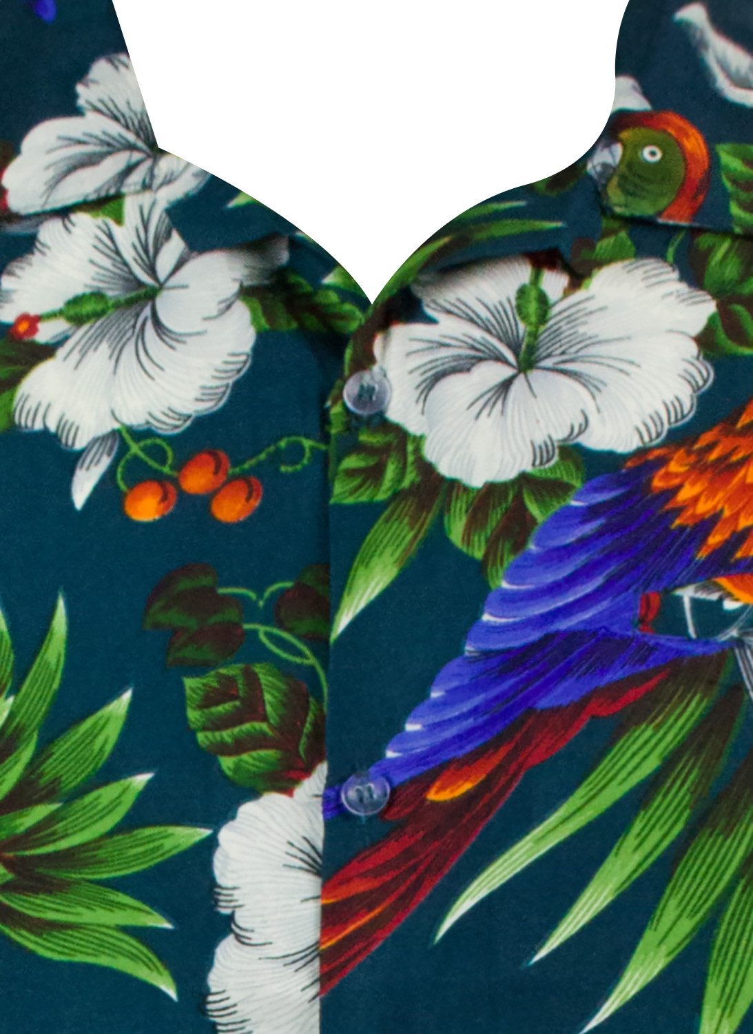King Kameha Hawaiihemd "Cherry Parrot" Funky Hawaiihemd Herren Kurzarm Fronttasche Sommerhemd – Bild 5 von 5