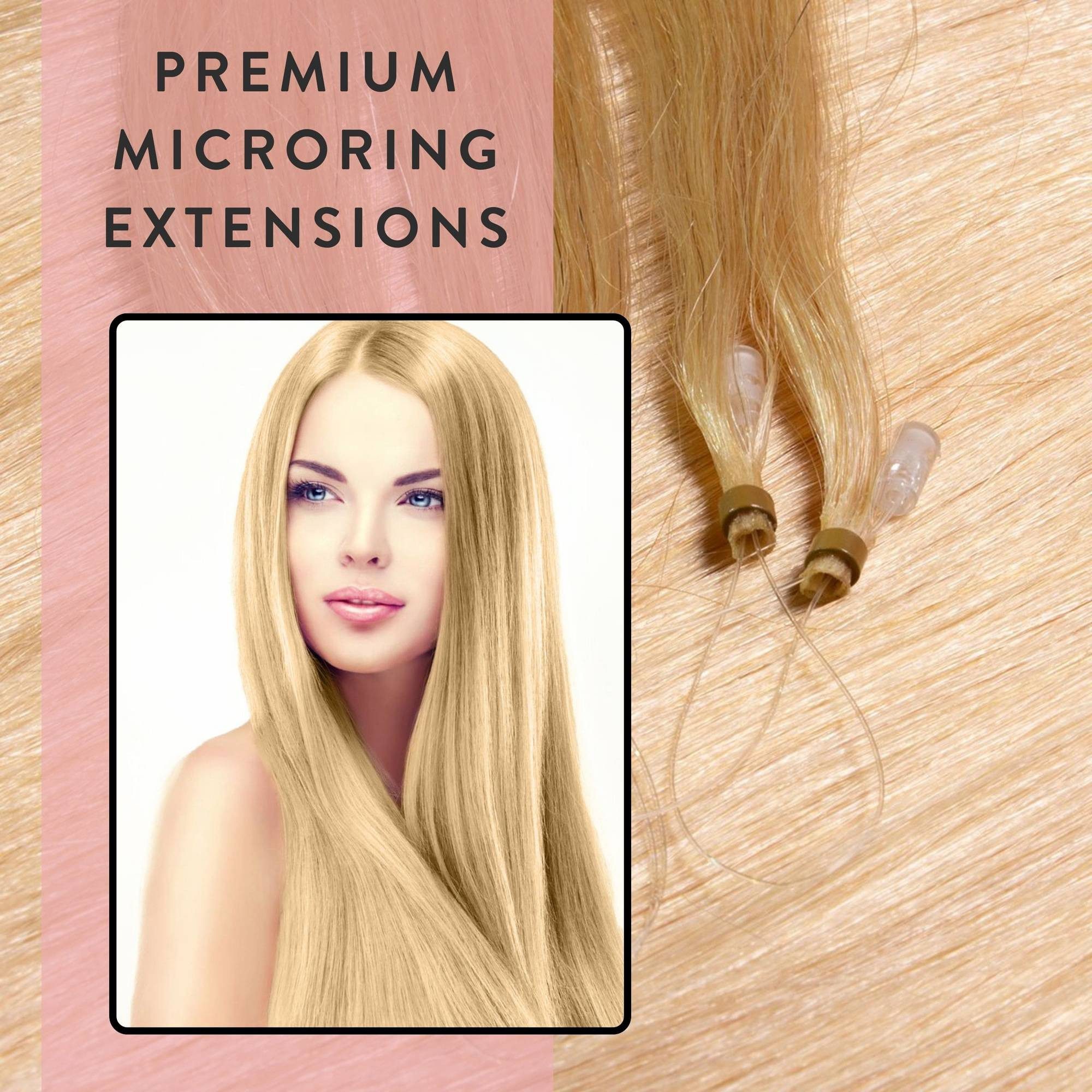 hair2heart Echthaar-Extension Premium Microring Extensions #9/0 Lichtblond 40cm