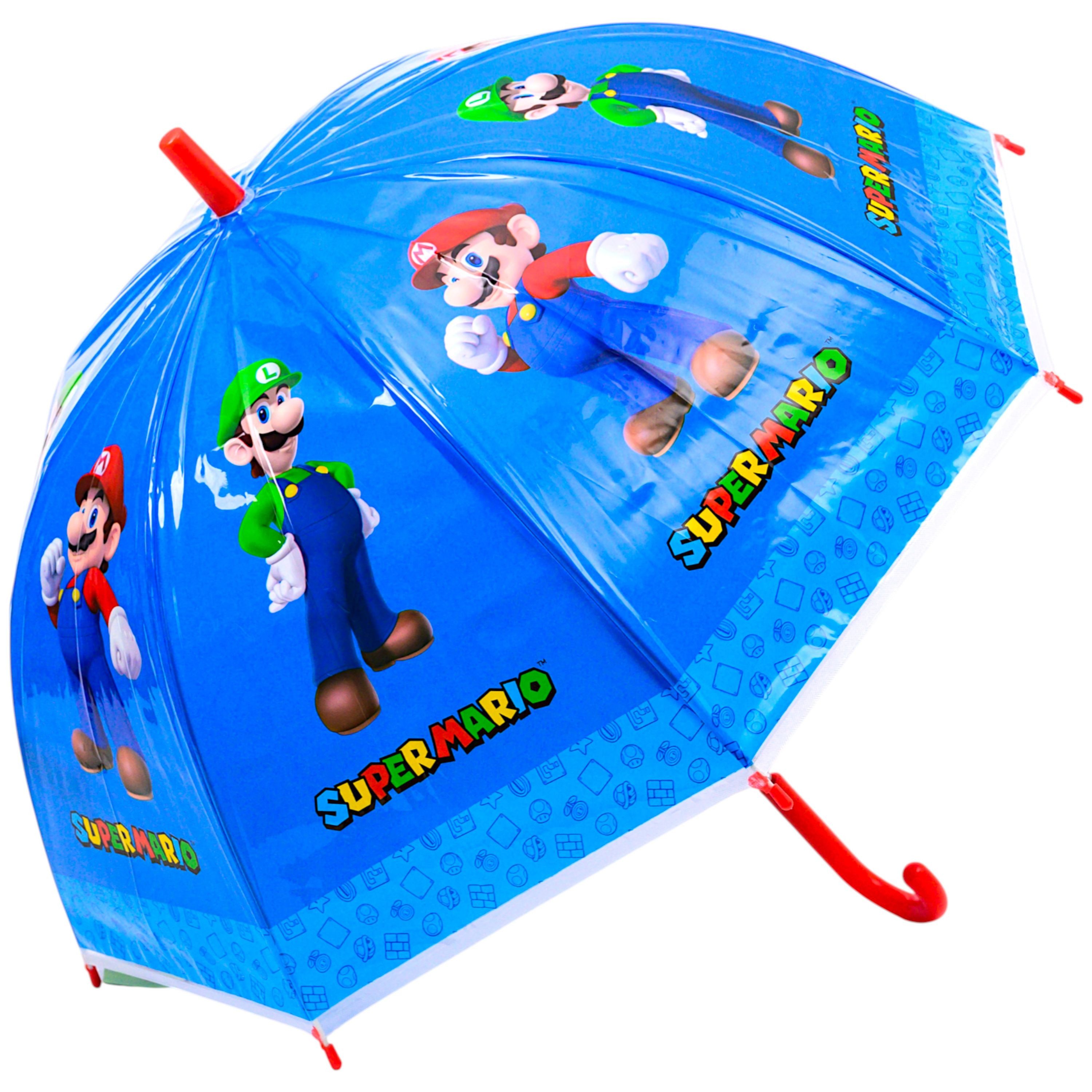 Super Mario Stockregenschirm, Kinder Regenschirm Kuppelschirm Ø 70, L.: 68 cm