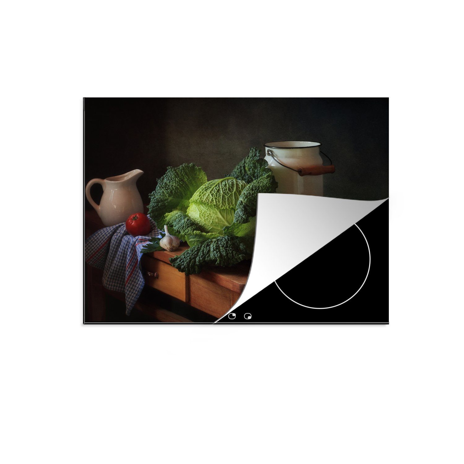 MuchoWow Herdblende-/Abdeckplatte Stilleben - Gemüse - Farben, Vinyl, (1 tlg), 71x52 cm, Induktionskochfeld Schutz für die küche, Ceranfeldabdeckung